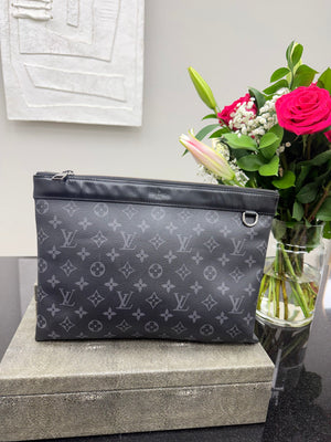 Louis Vuitton Monogram Eclipse Pochette To Go Clutch