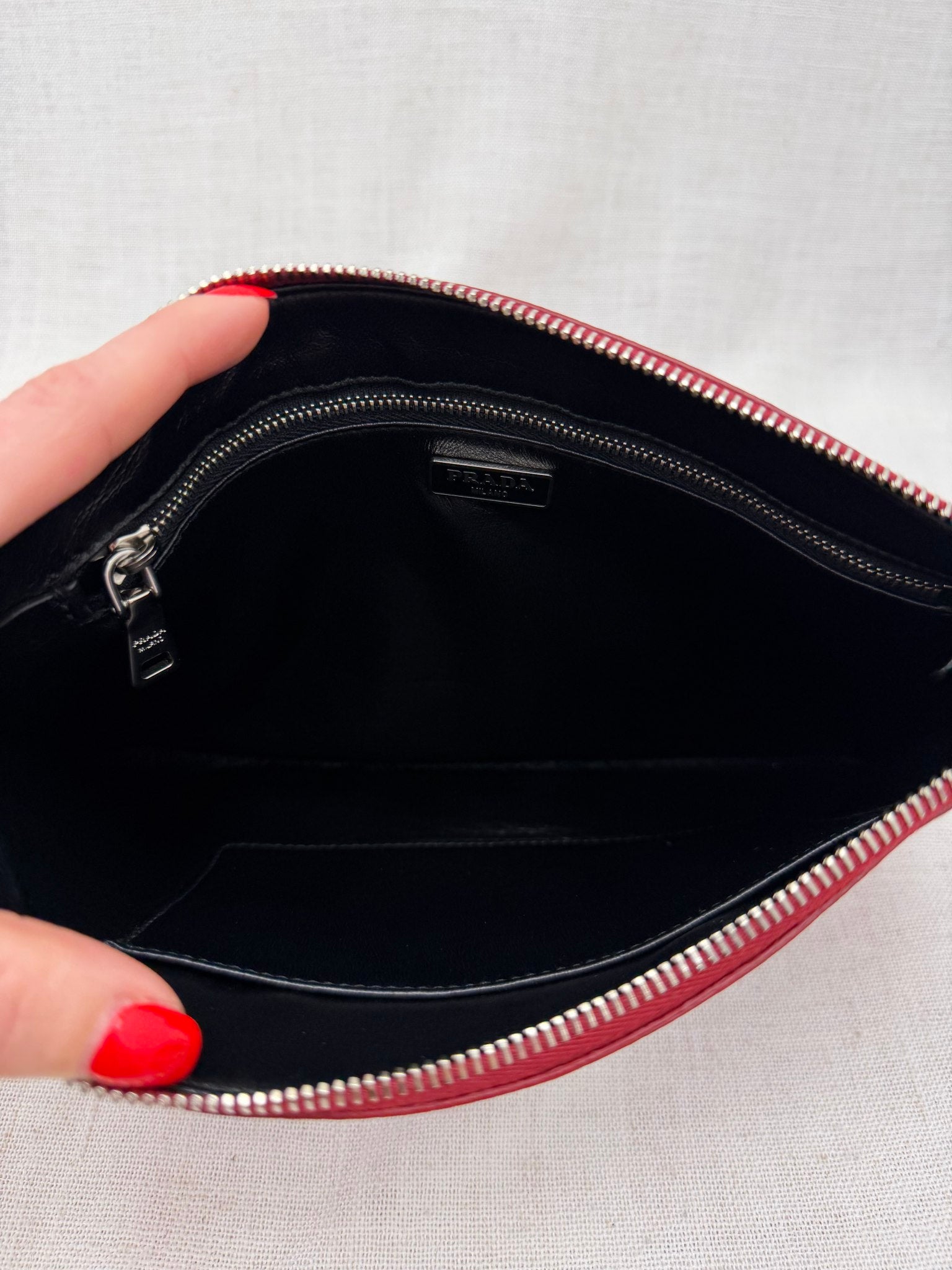Prada Red Saffiano Leather Clutch