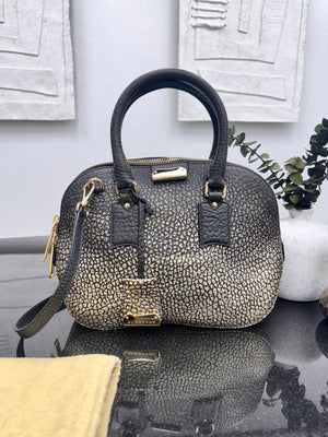 Burberry Black & Gold Ombre Grained Leather 2Way Bag