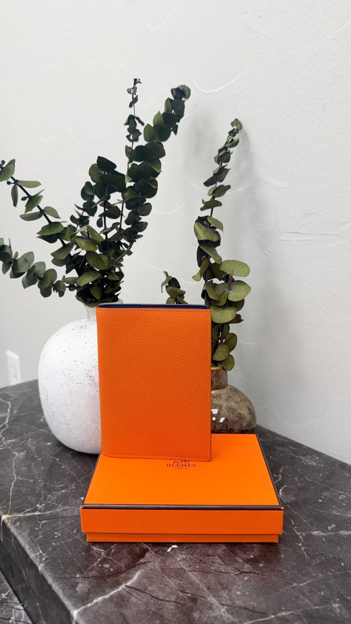 LIKE NEW - Hermes Orange And Blue Epsom Leather Passport Agenda PM Cover 