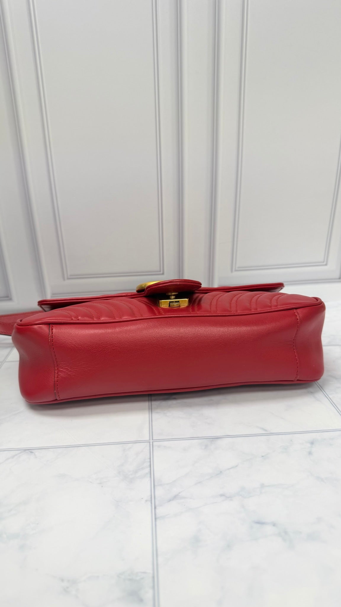 Gucci Red Leather GG Marmont 2Way Bag 