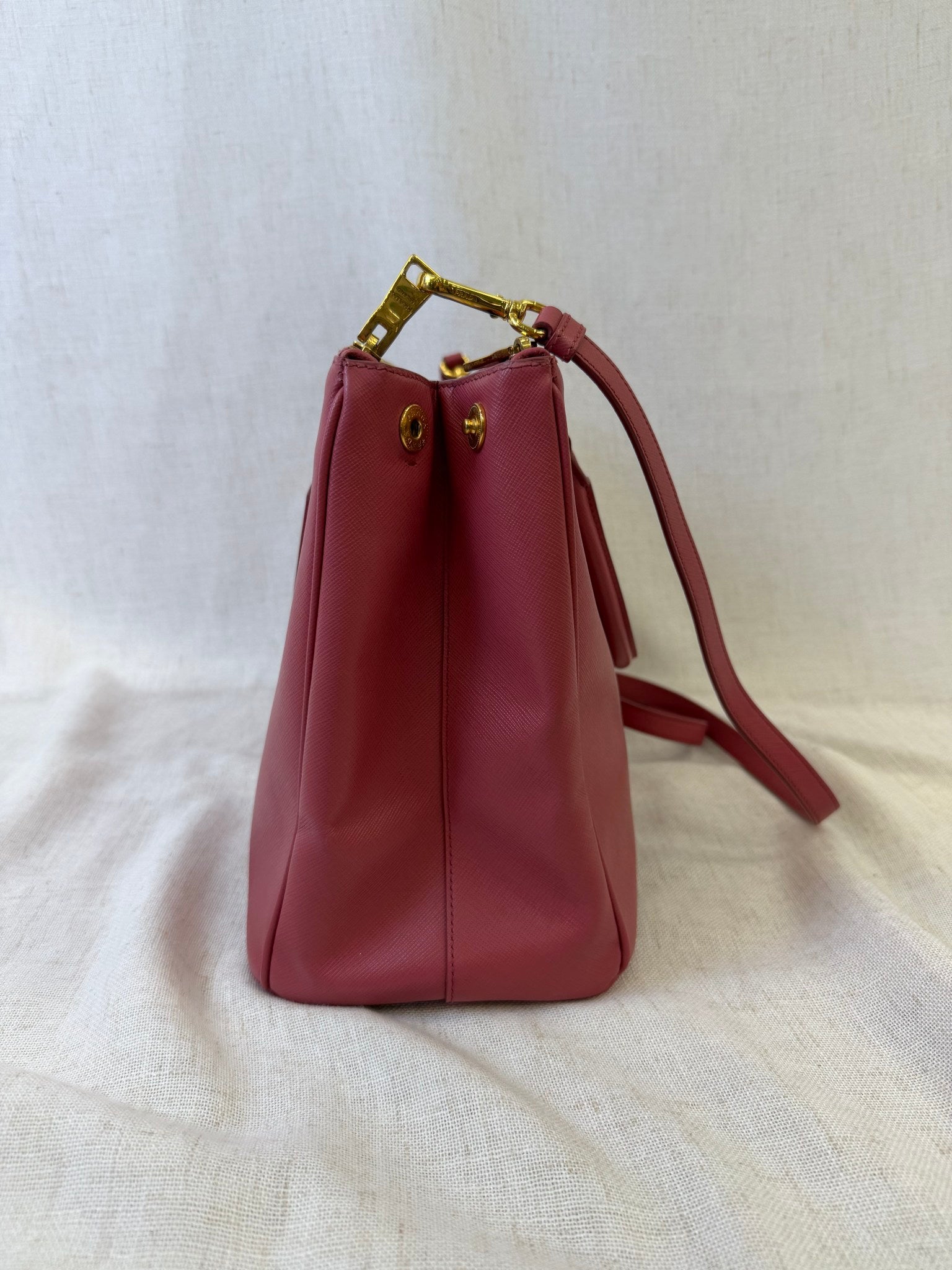 Prada Pink Saffiano Leather Galleria Two Way Tote