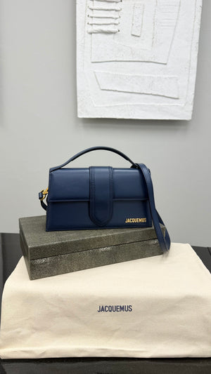 BRAND NEW - Jacquemus Navy Blue Leather Le Grand Bambino Handbag 2Way Handbag