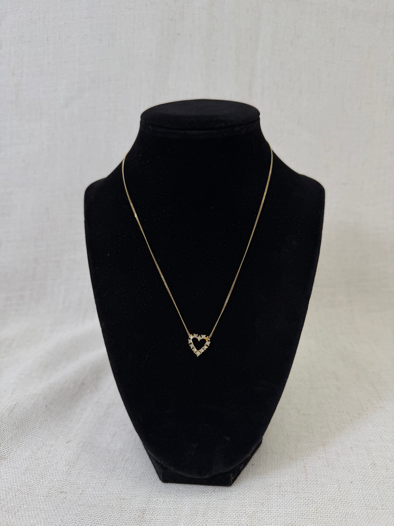 Christian Dior Gold Rhinestone Heart Necklace