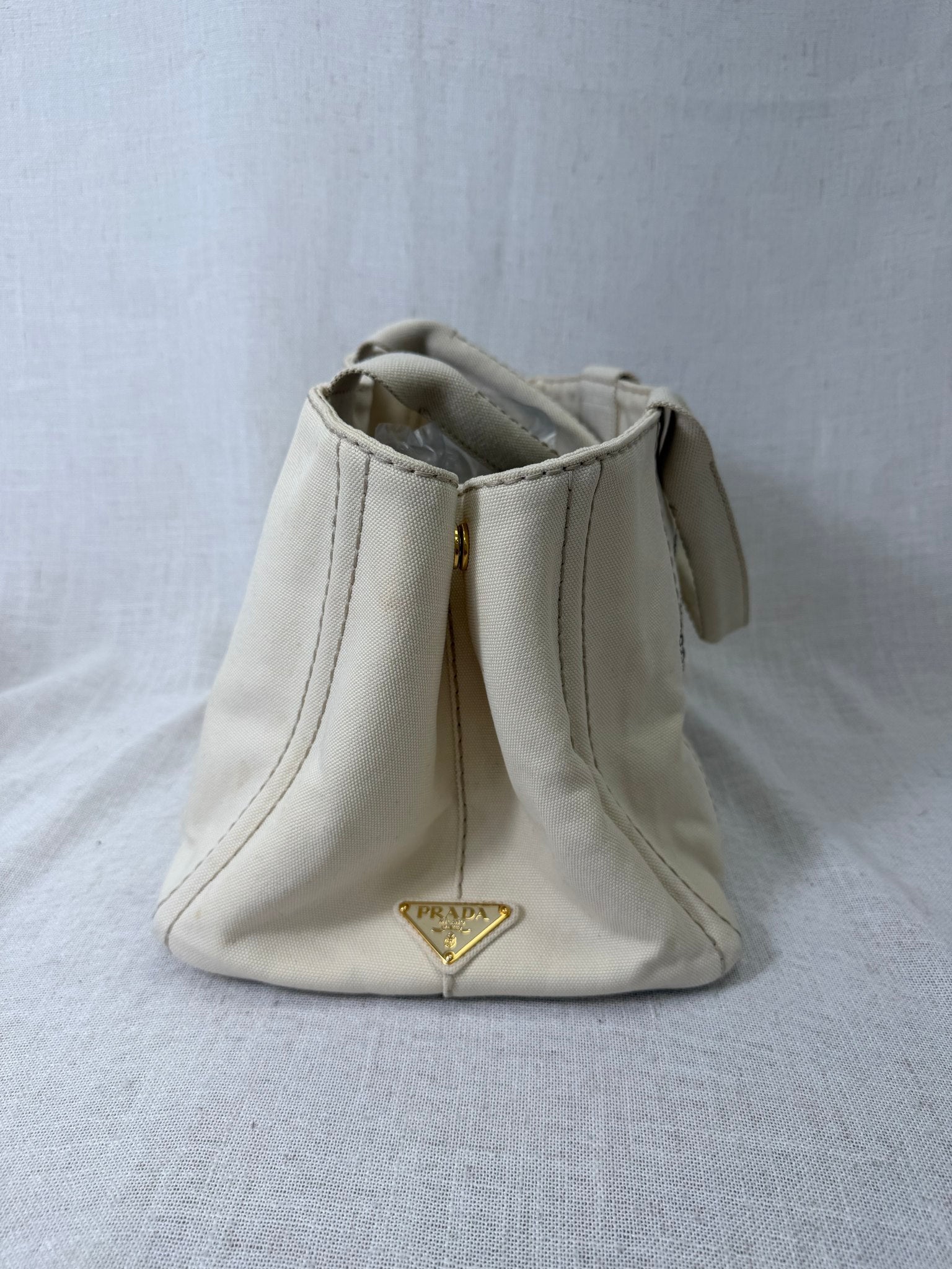 Prada Cream Canvas Medium Canapa Tote 