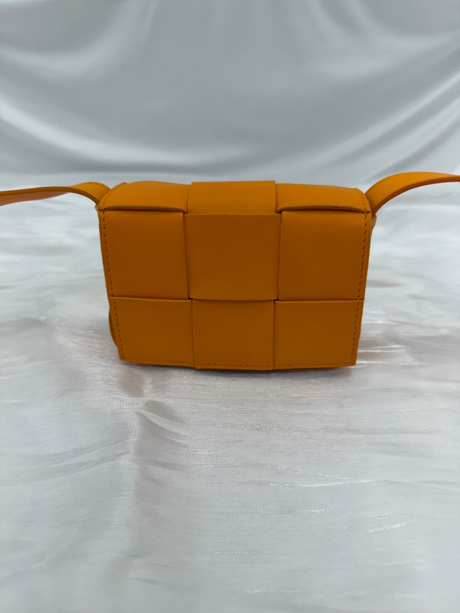 Bottega Veneta Orange Leather Mini Cassette