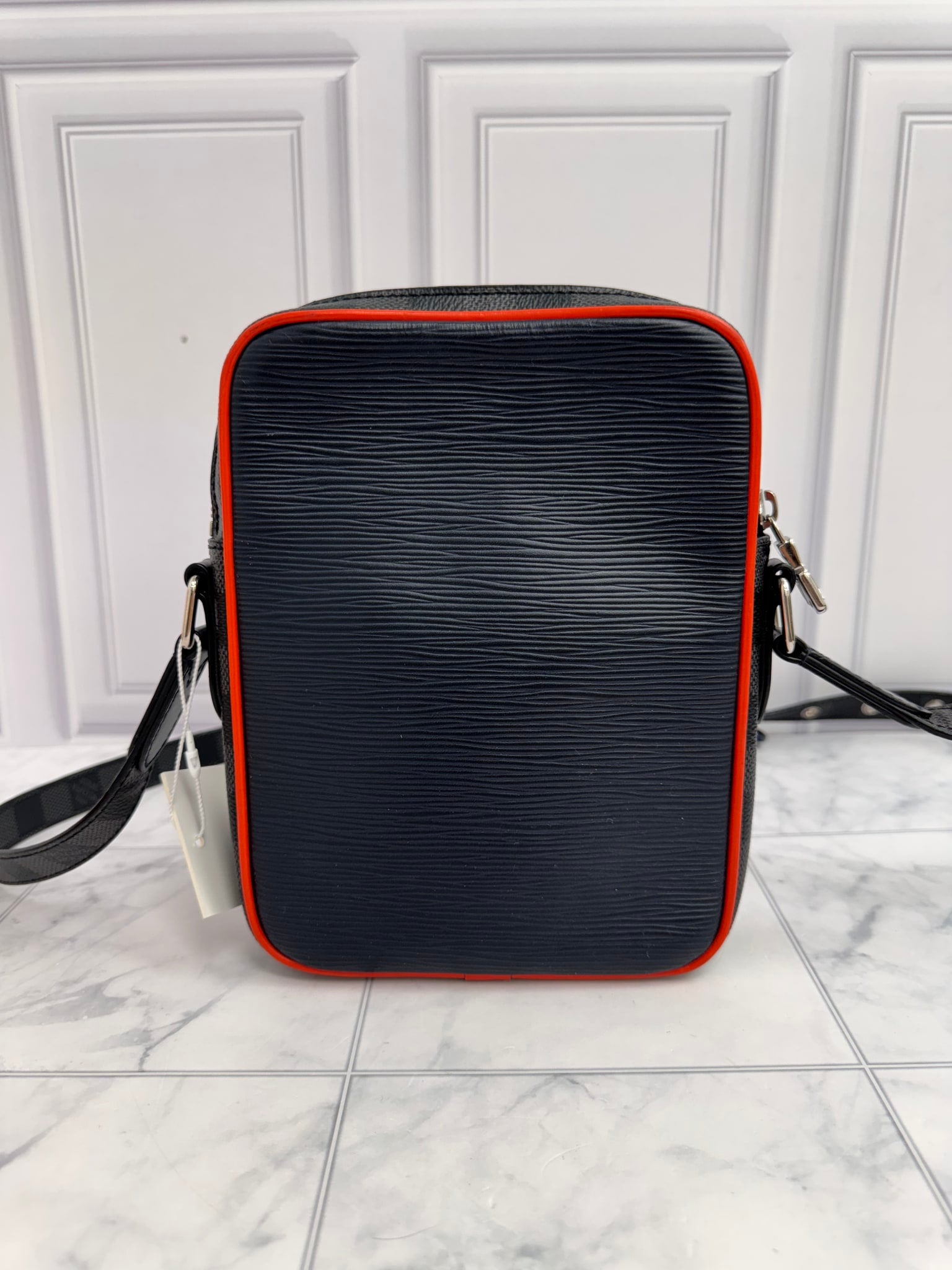Louis Vuitton Navy Blue Epi And Damier Graphite Danube Slim PM Messenger Bag