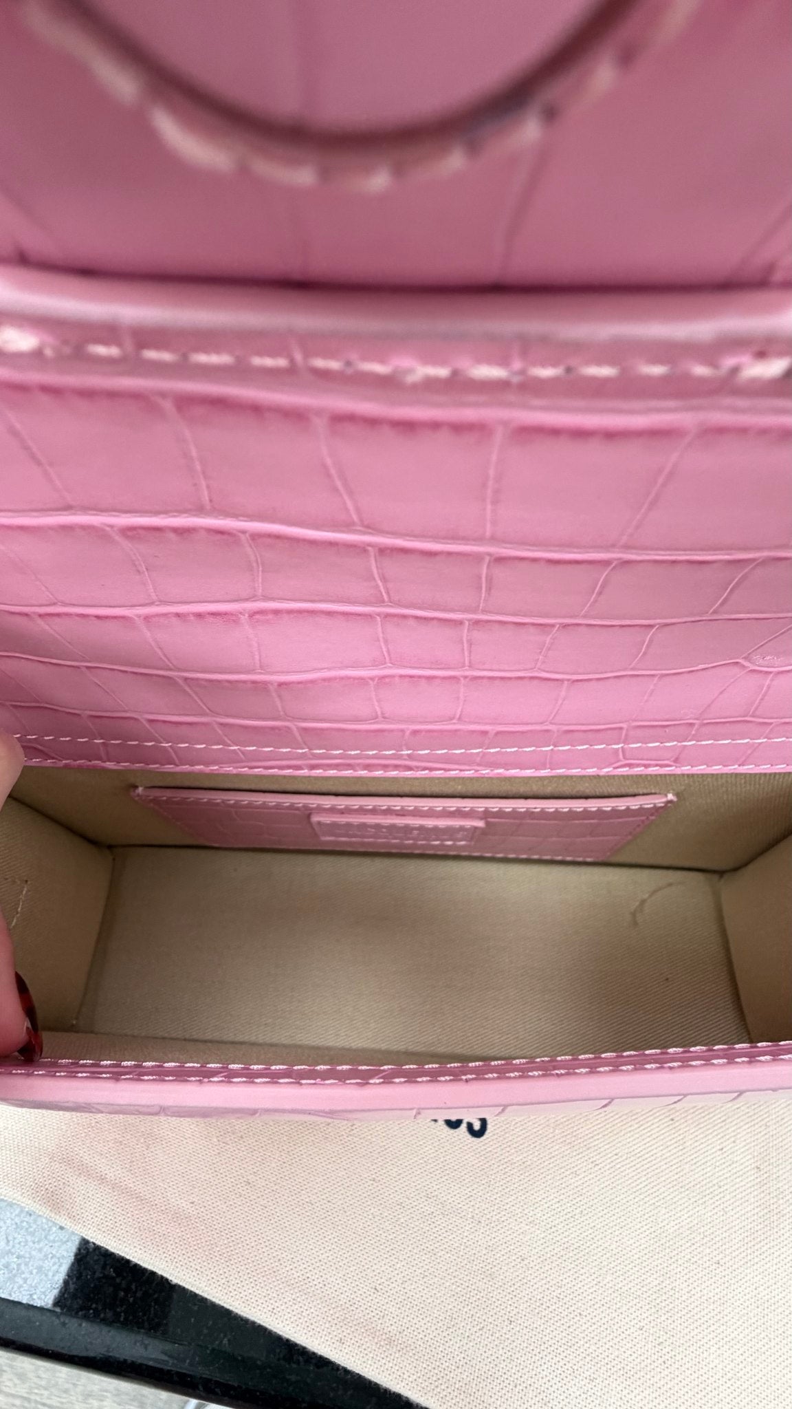 BRAND NEW - Jacquemus Pink Croc Embossed Le Grand Bambino 2Way Handbag