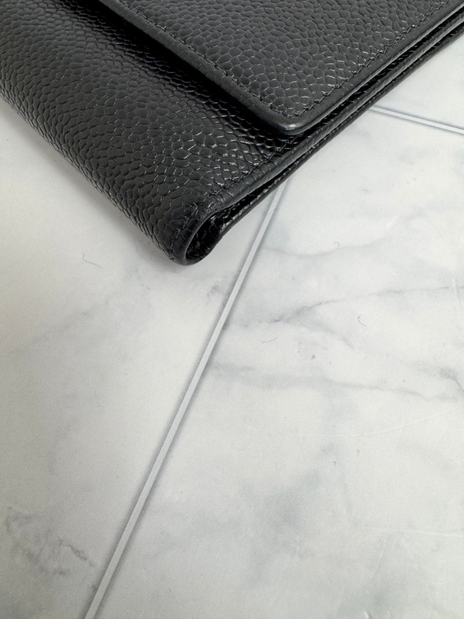 Chanel Black Caviar Leather CC Trifold Compact Wallet
