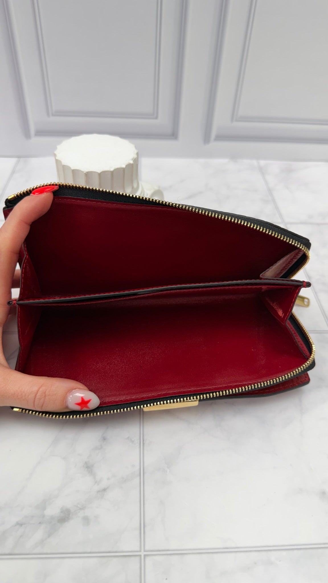 Burberry Red Embossed Check Clifton Long Wallet