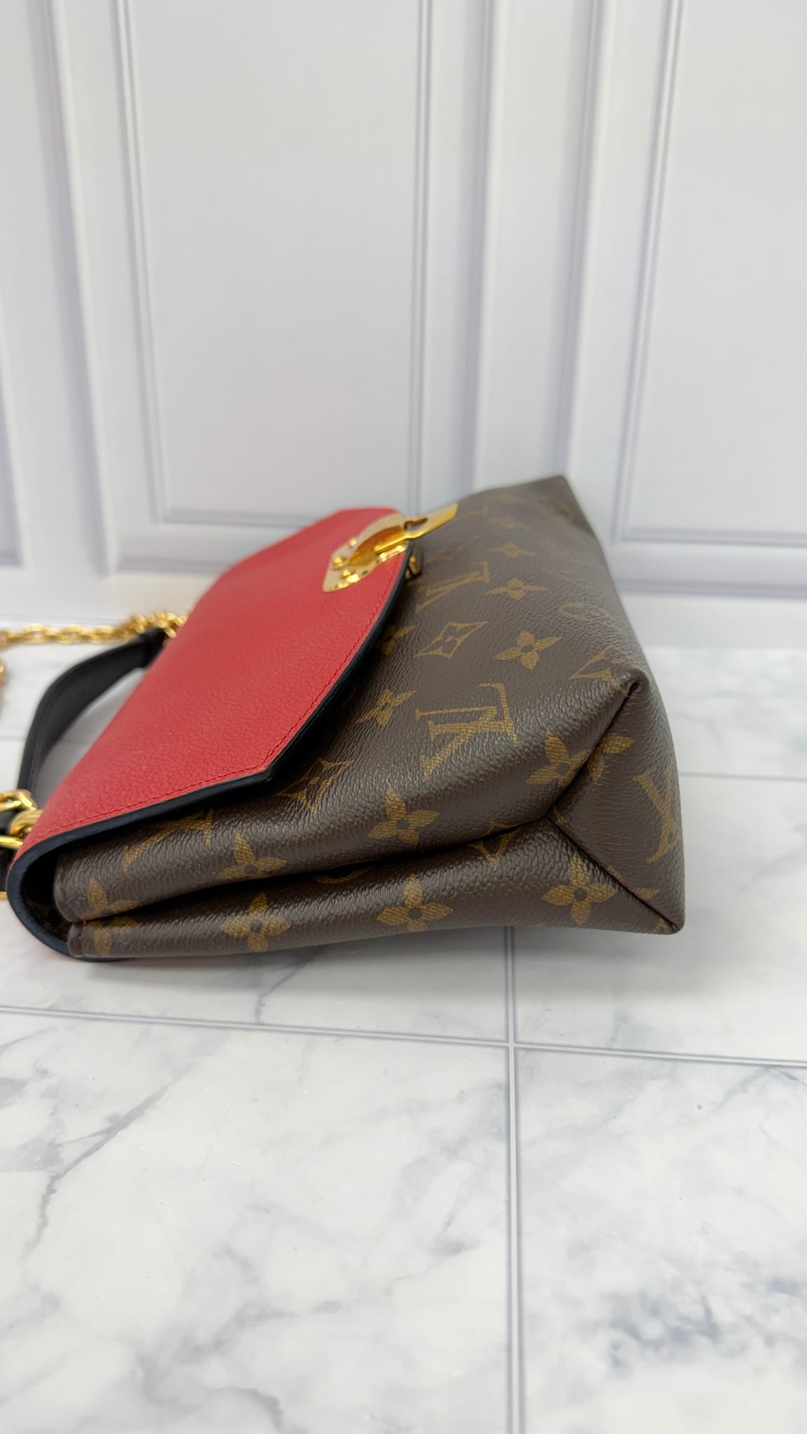 LIKE NEW - Louis Vuitton Red Monogram Saint Placide Chain Shoulder  