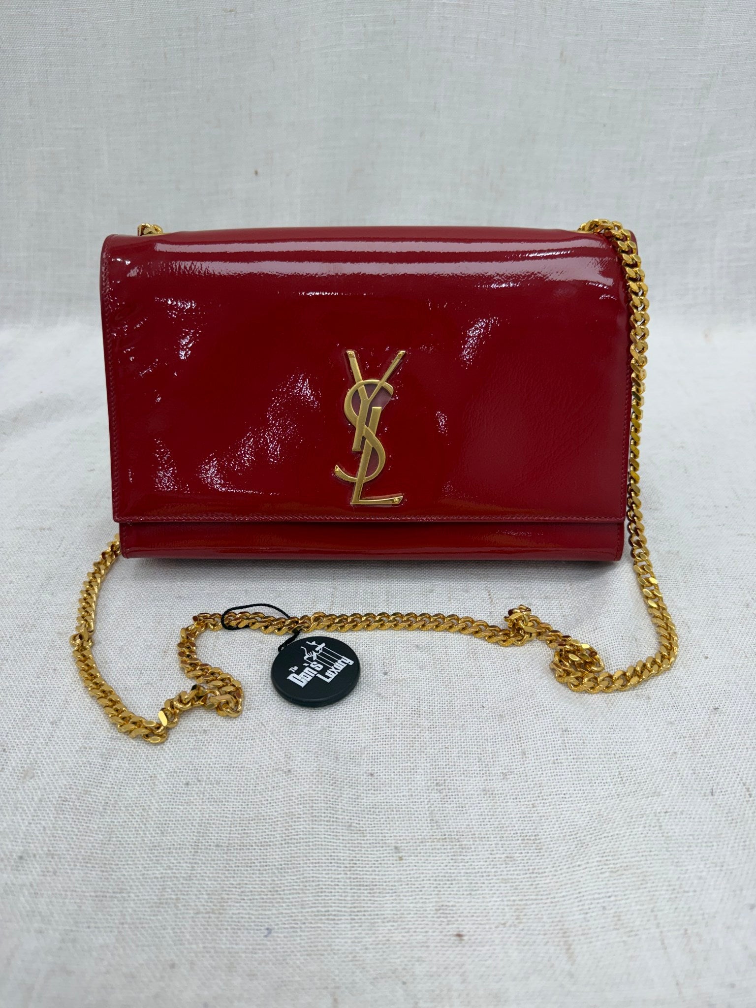 Saint Laurent YSL Red Patent Leather Kate  Bag