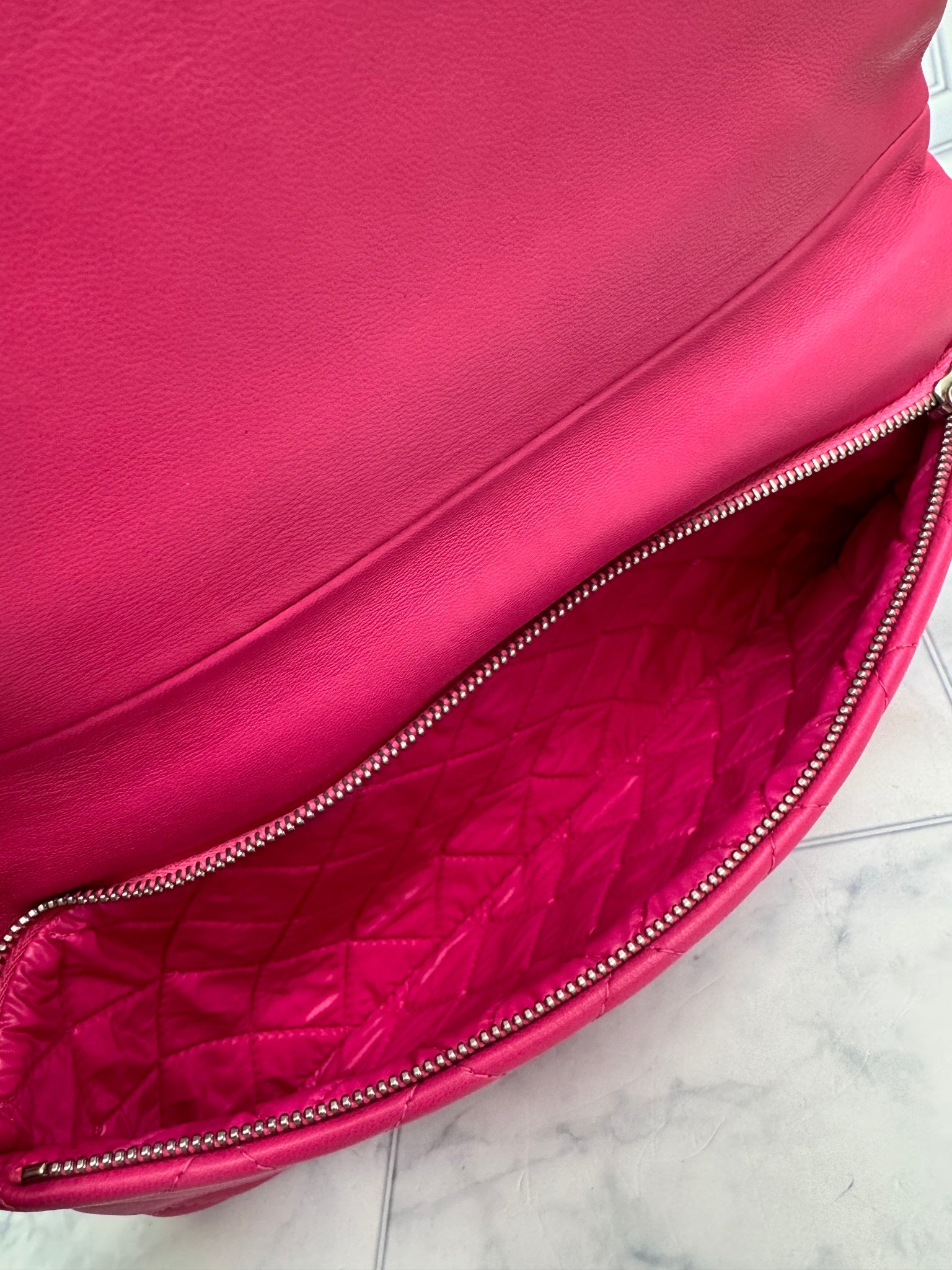 Chanel Pink Quilted Lambskin CC Beauty Fold Over Clutch 
