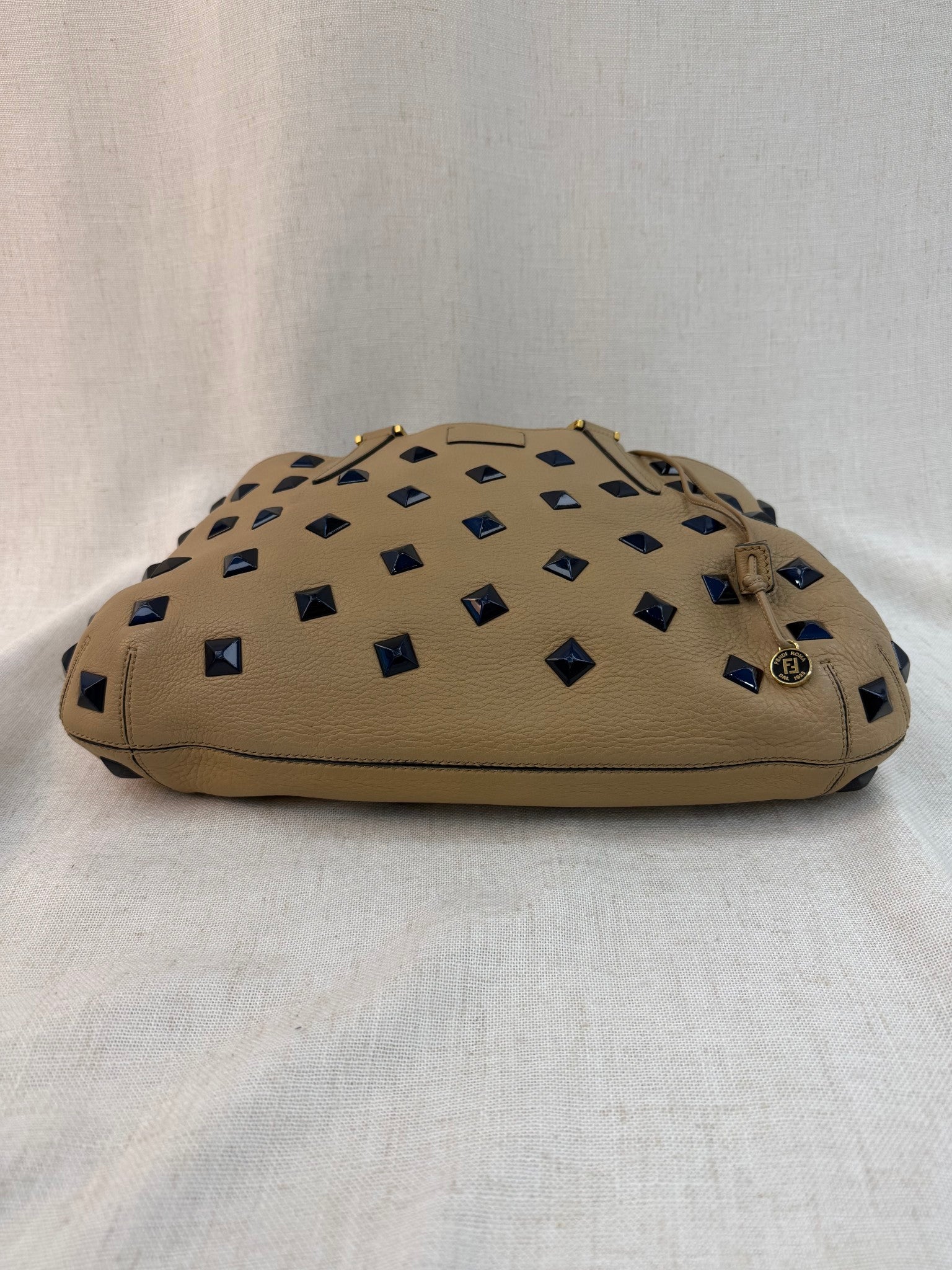 Fendi Tan Leather Studded Handbag