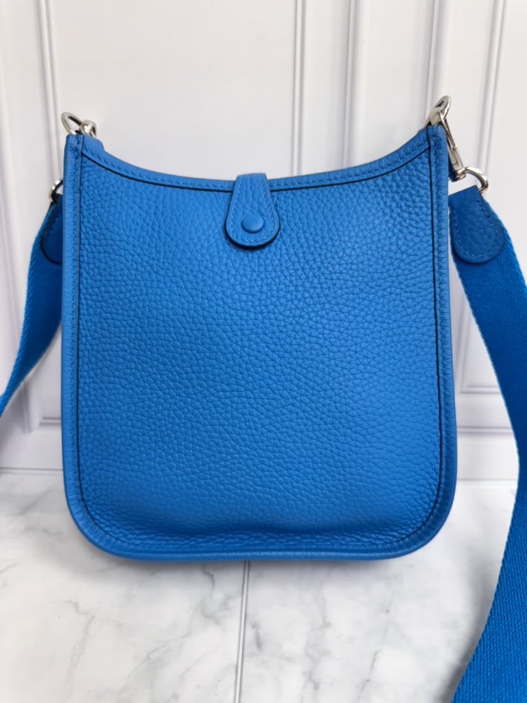 Hermes Blue Taurillon Clemence Leather Evelyne Amazone TPM Bag
