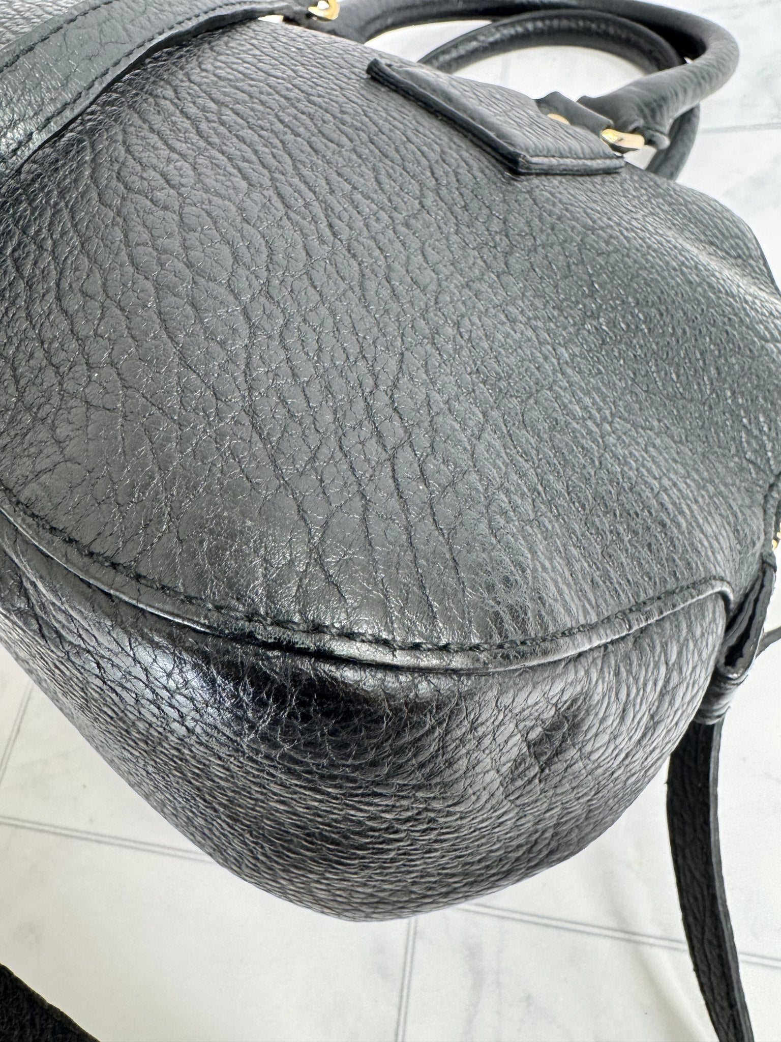 Burberry Black Grained Leather Orchard Heritage Large 2Way Bag
