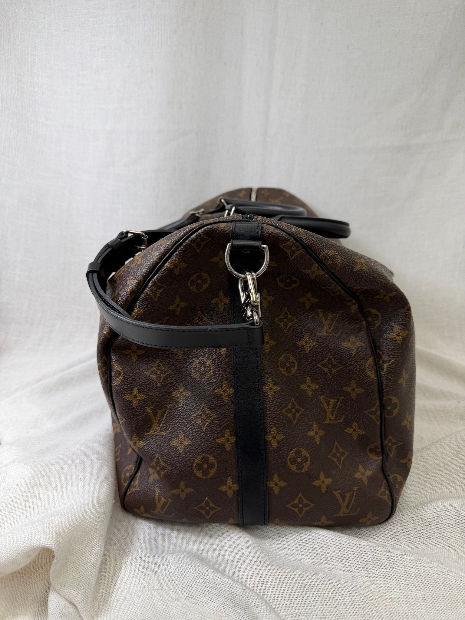 Louis Vuitton Monogram Macassar Keepall Bandouliere 55 Duffle Bag 
