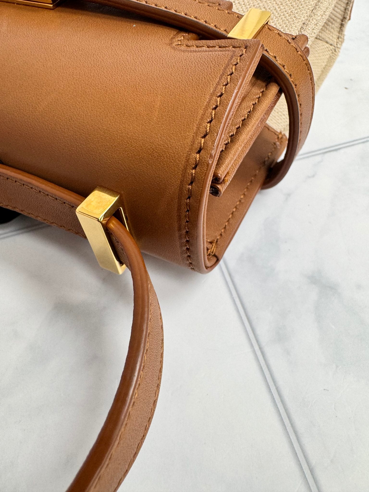 Saint Laurent YSL Brown Canvas Manhattan Crossbody