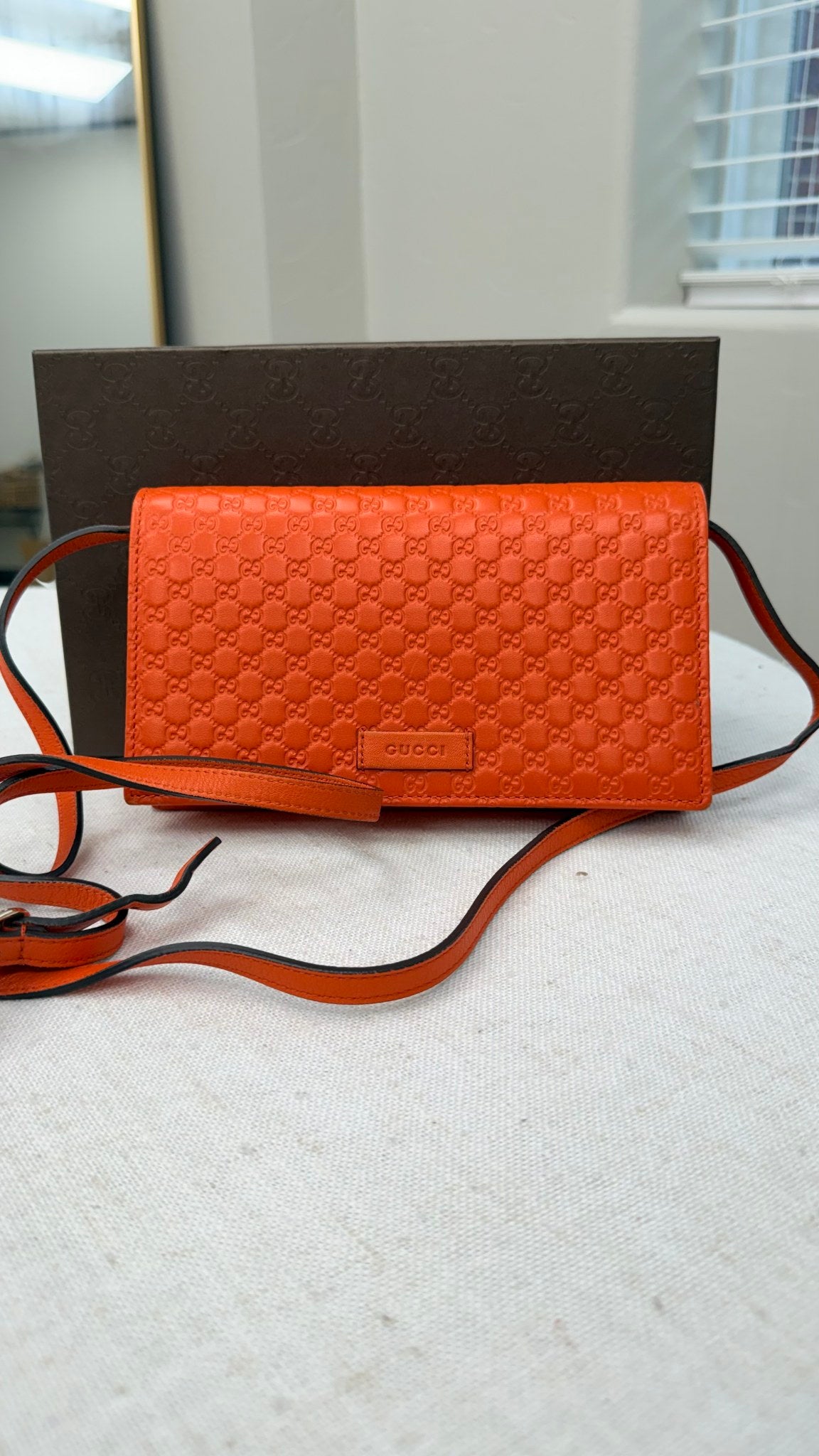 Gucci Orange Microguccissima Wallet on a Chain