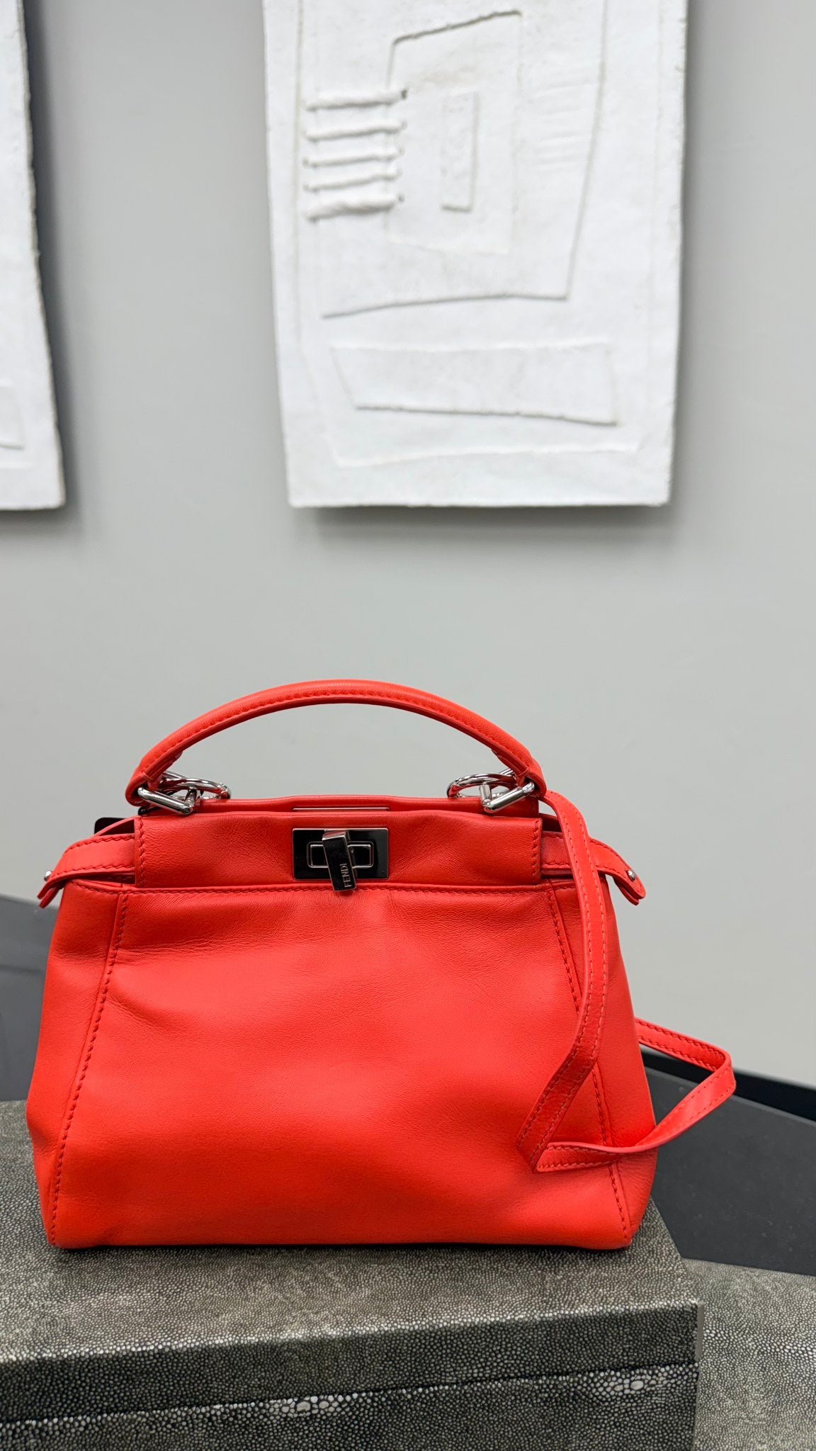 Fendi Orange Leather Peekaboo Mini handbag