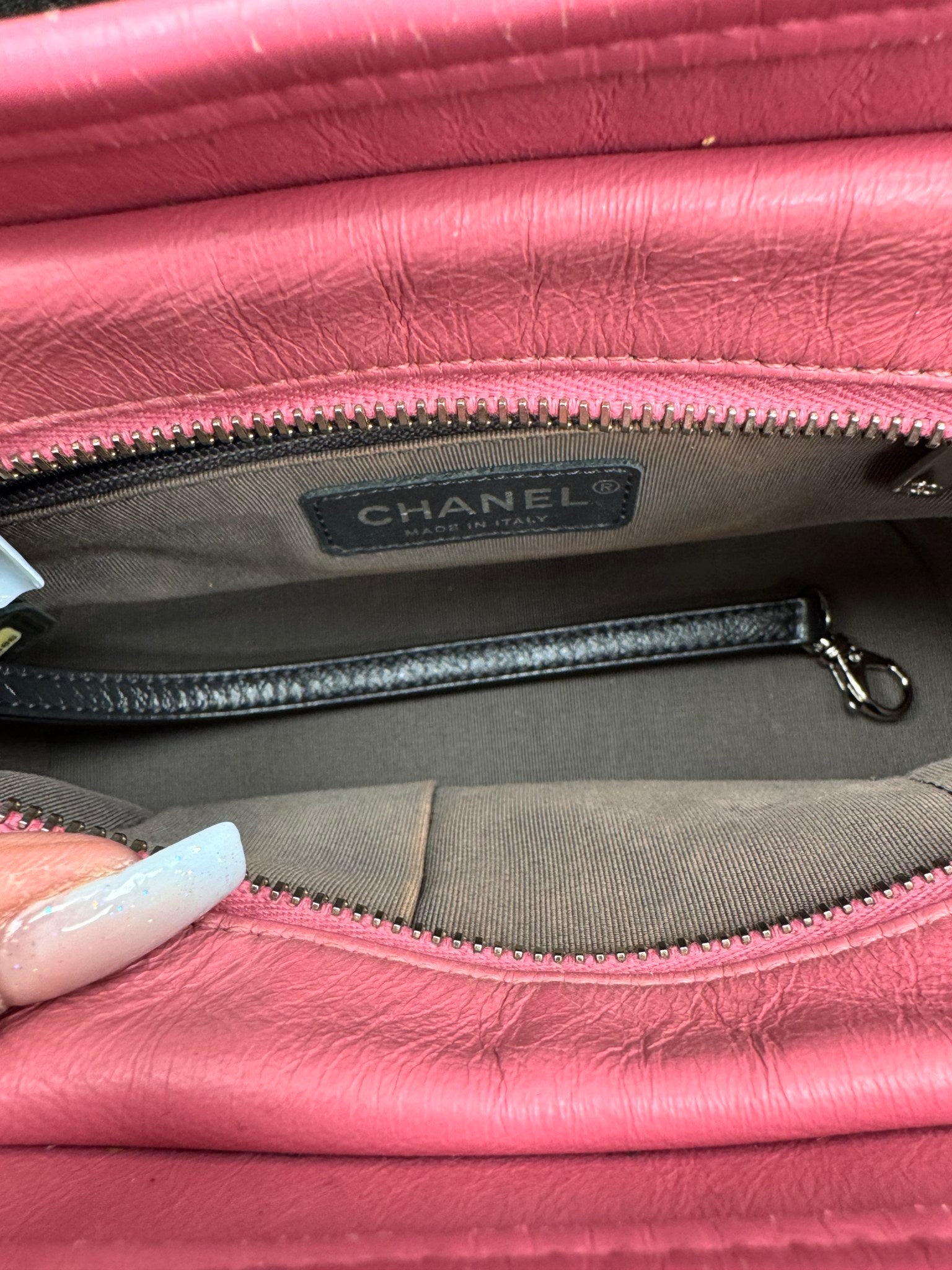 Chanel Navy And Pink Aged Calfskin Gabrielle Small Hobo Bag