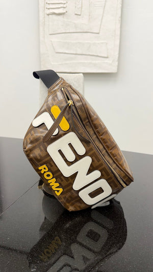 LIKE NEW - Fendi Brown Coated Canvas Belt Bag