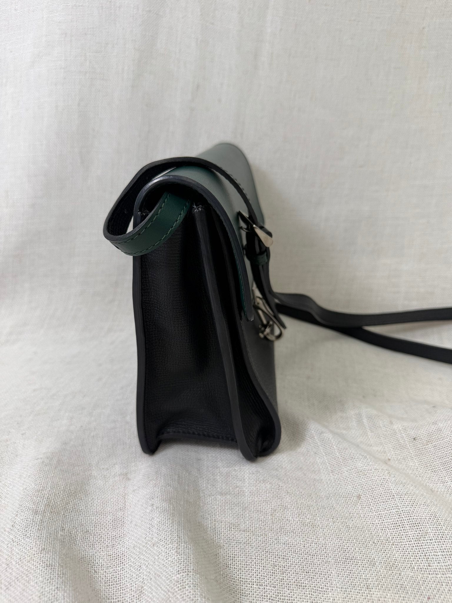 Burberry Green And Black Leather Small Macken Crossbody Bag