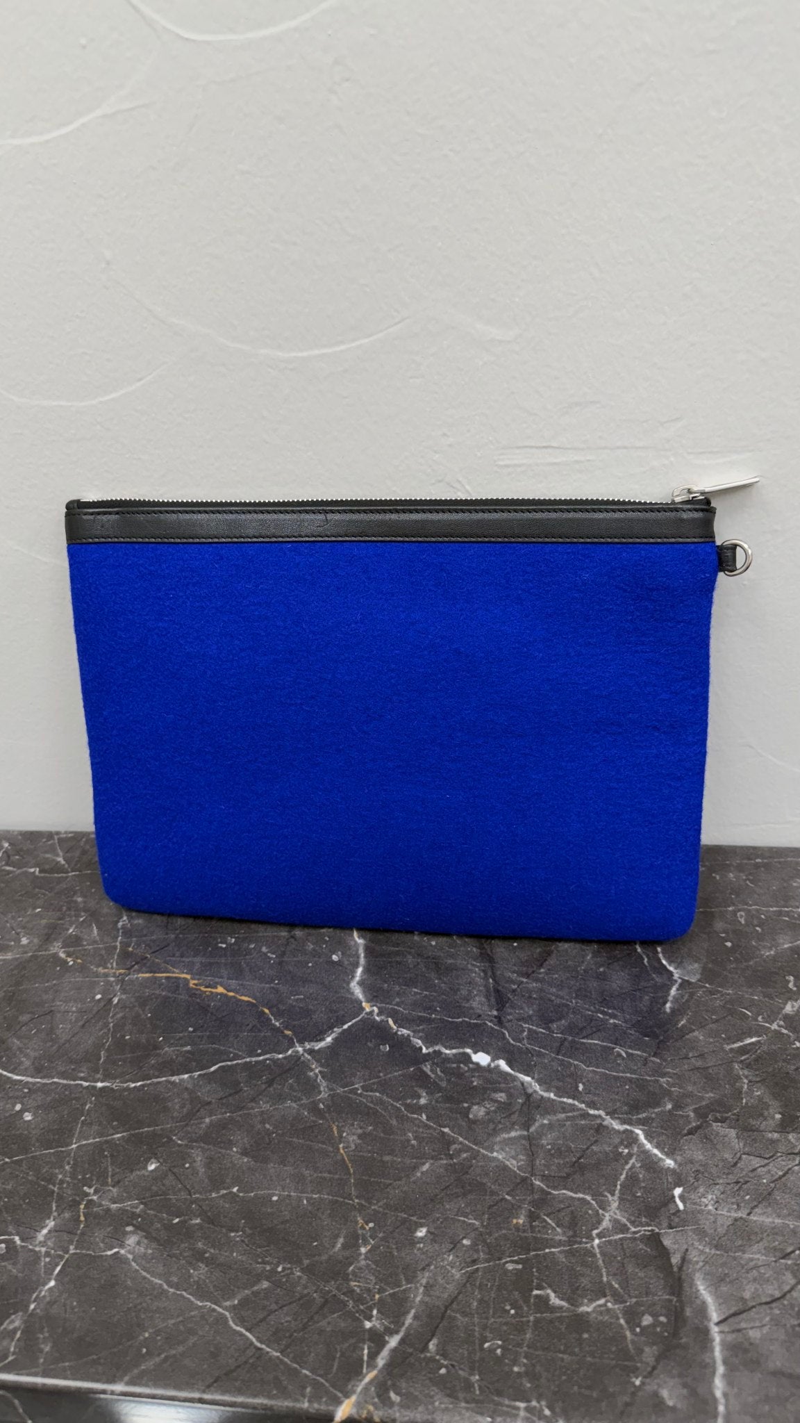 Saint Laurent YSL Blue Felt Rive Cauche Clutch Bag