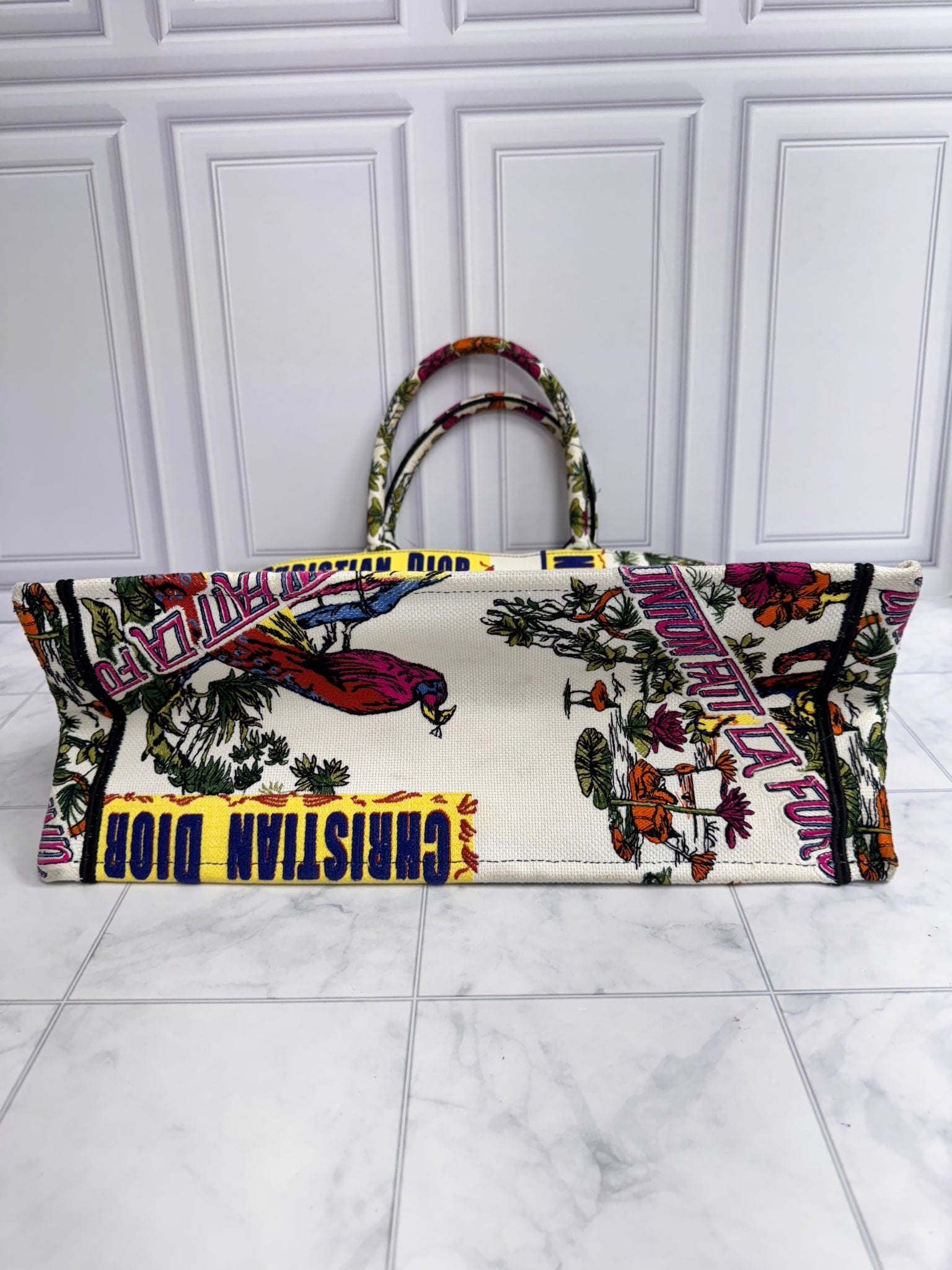 Christian Dior Multicolor Canvas Animal Embroidery Large Book Tote
