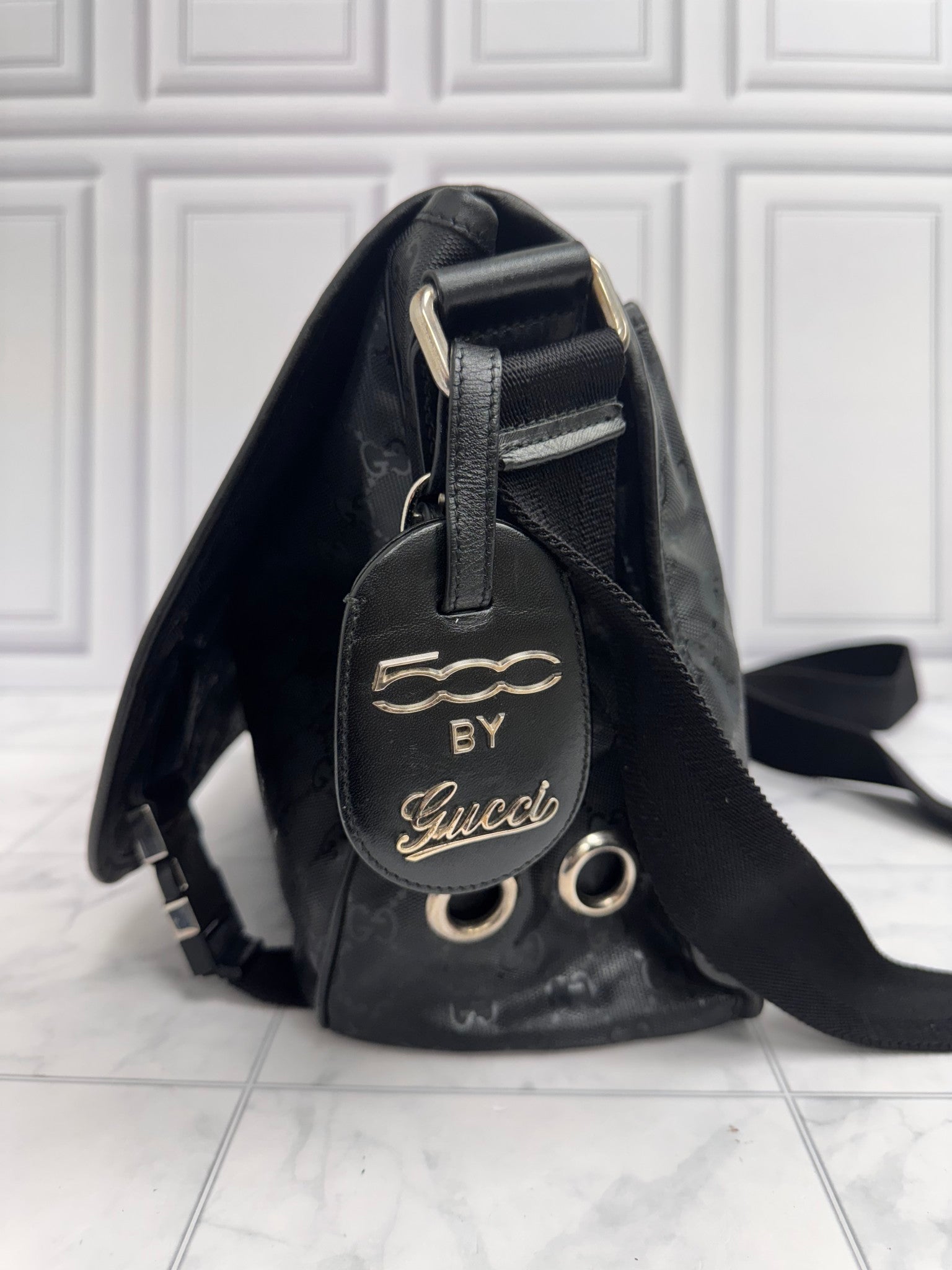 Gucci x Fiat 500 Black GG Imprime Web Messenger Bag