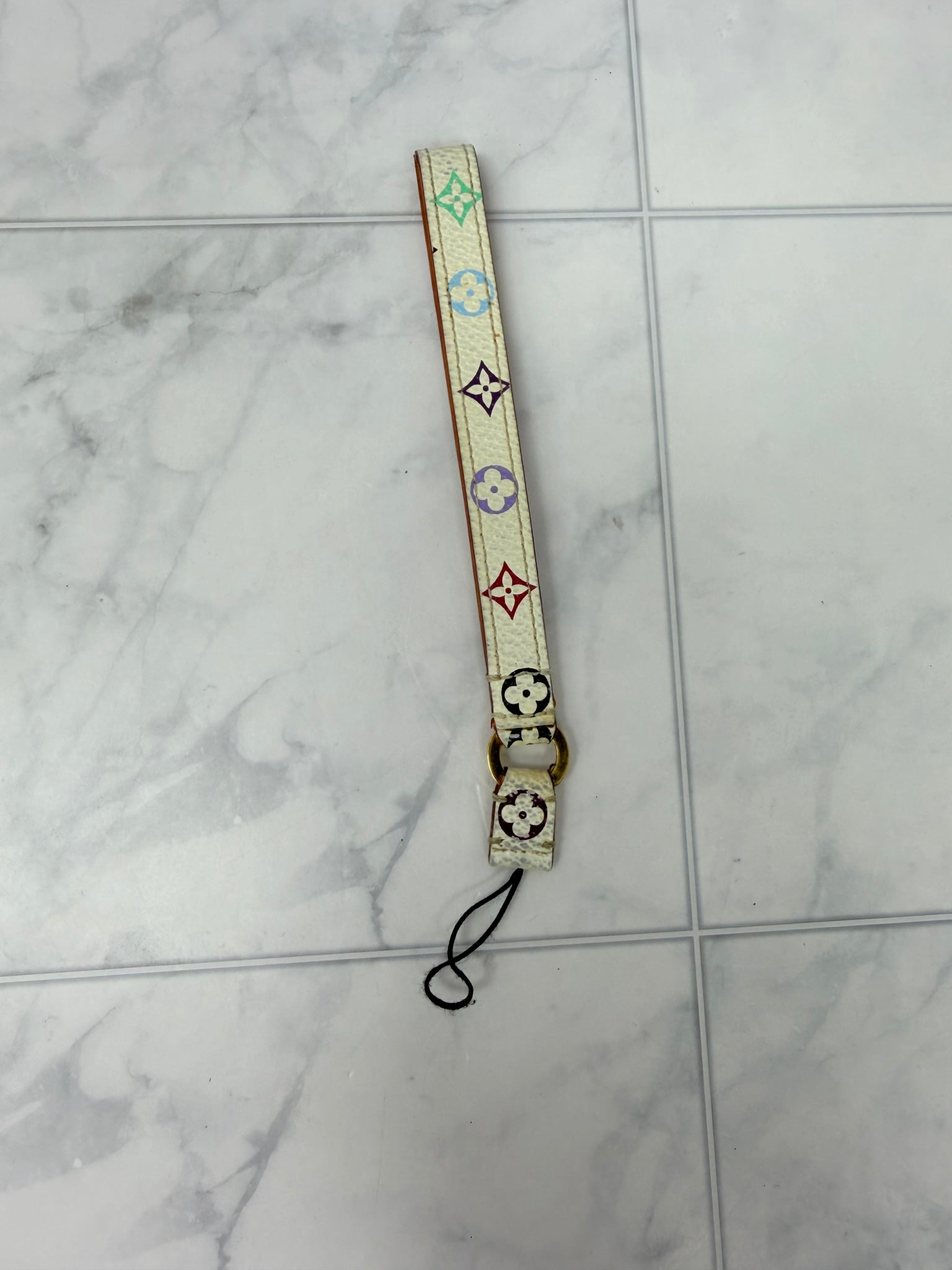 Louis Vuitton White Multicolor Monogram Dragonne Phone Strap Charm