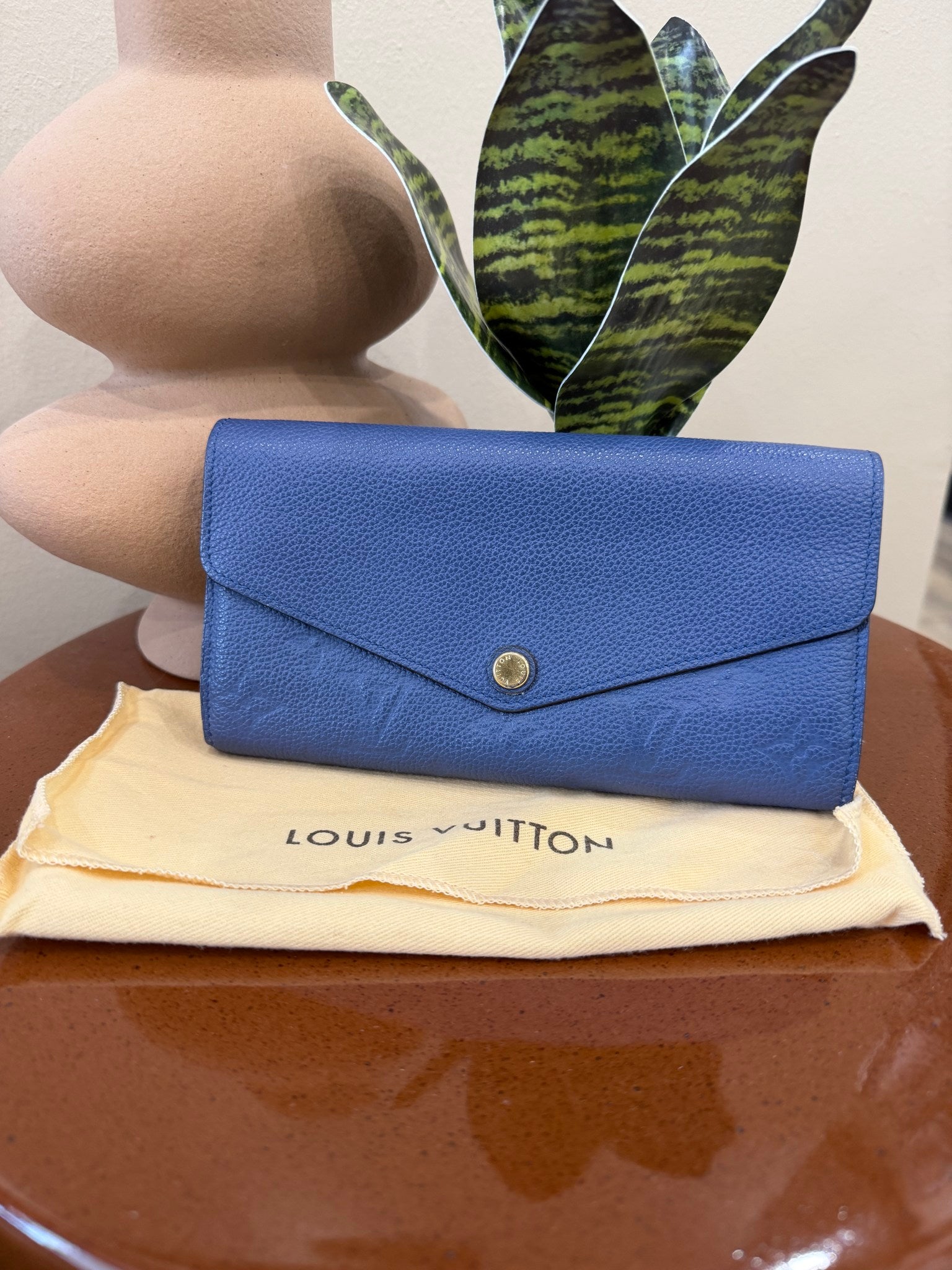 Louis Vuitton Blue Empreinte Leather Sarah Wallet