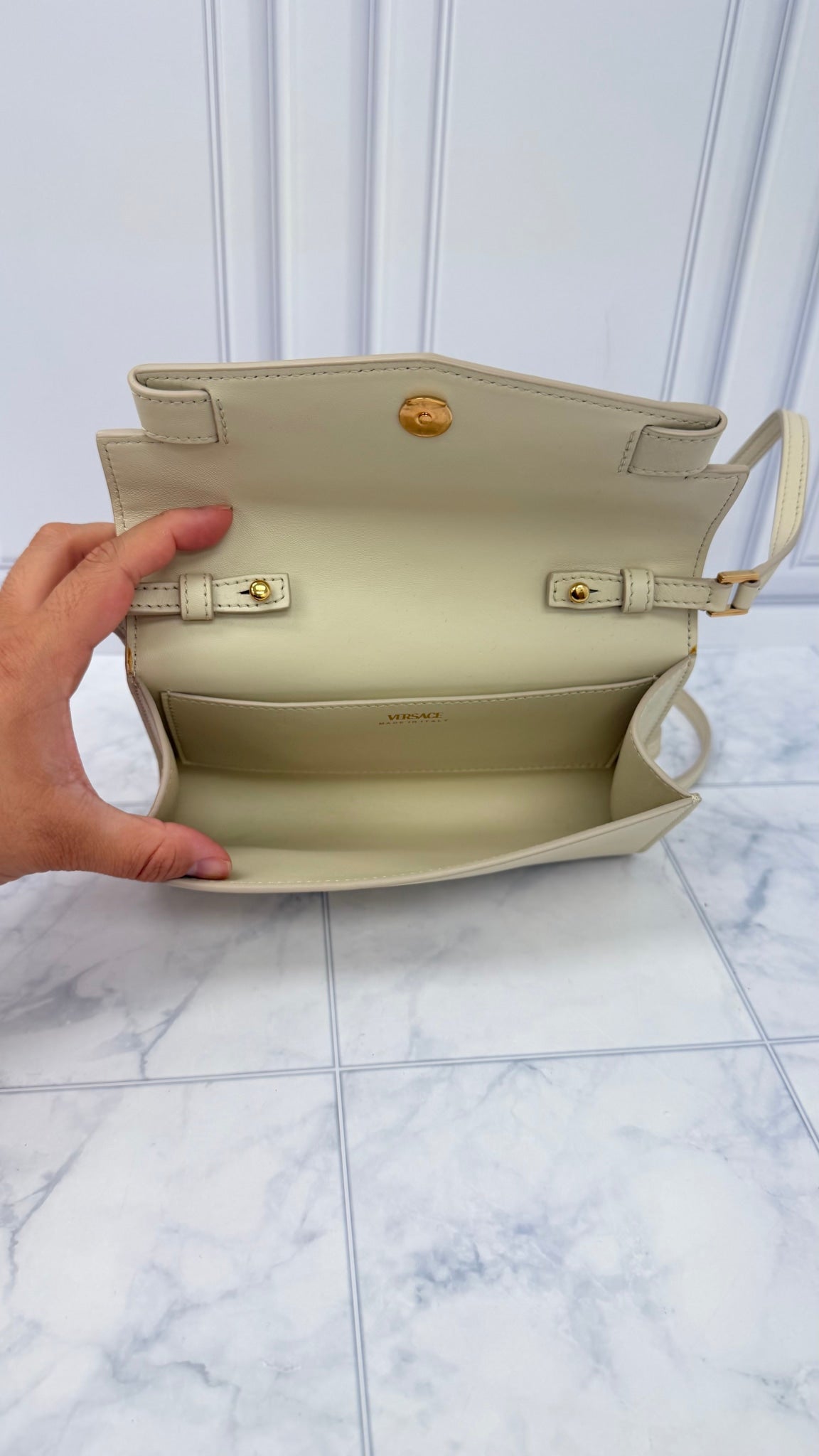 BRAND NEW - Versace Cream Leather Medusa '95 Crossbody Bag 