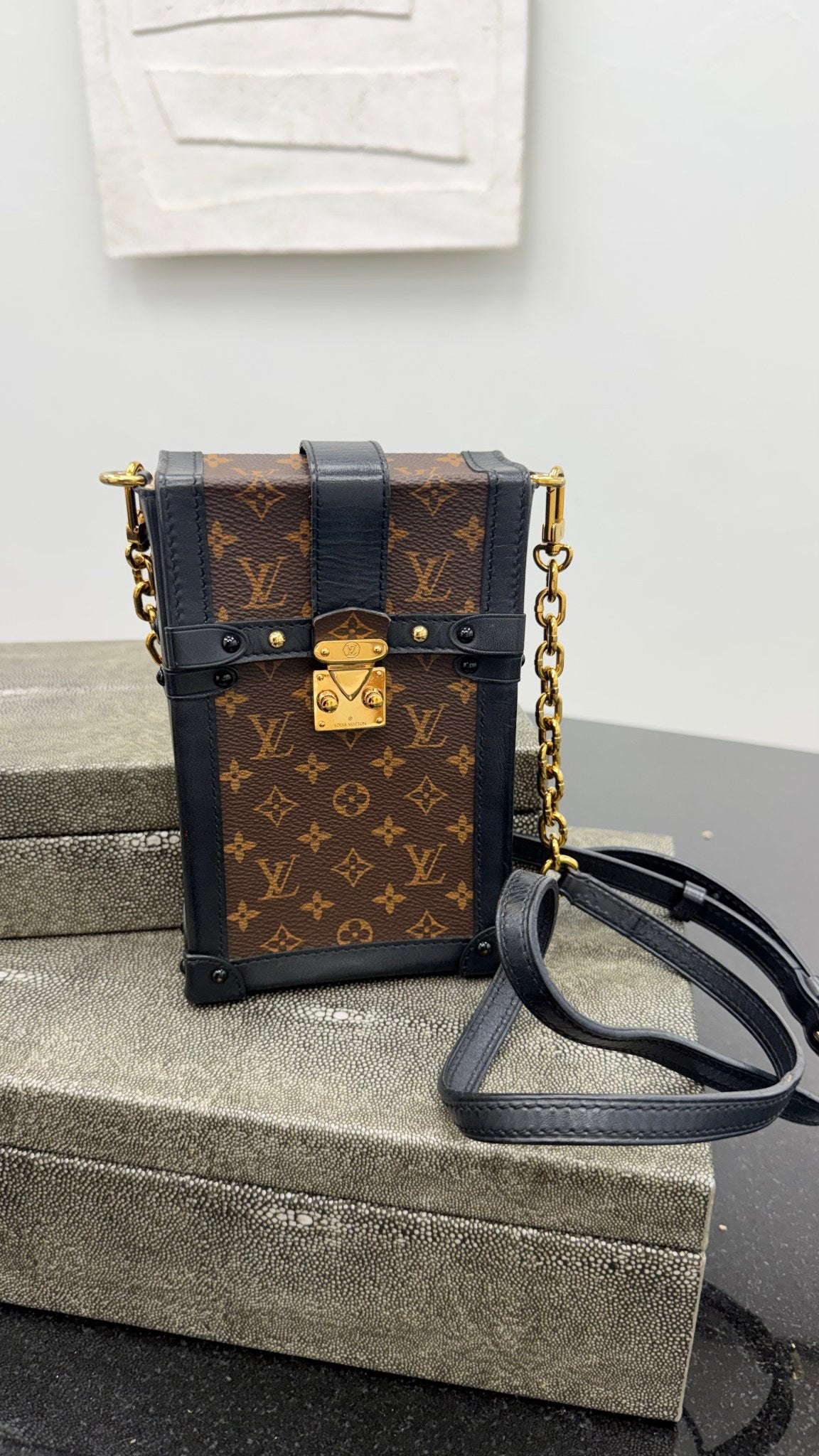 Louis Vuitton Monogram Vertical Trunk Pochette Crossbody Bag