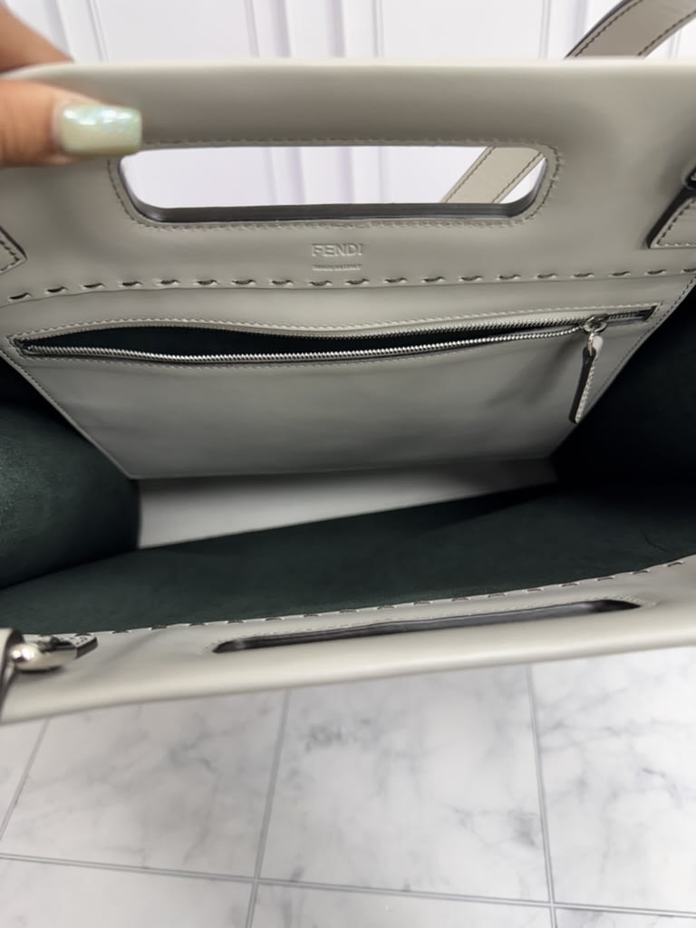 Fendi Grey Leather Large Shopper Tote Bag