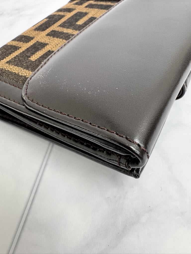 Fendi Brown Zucca Canvas And Leather Compact Wallet