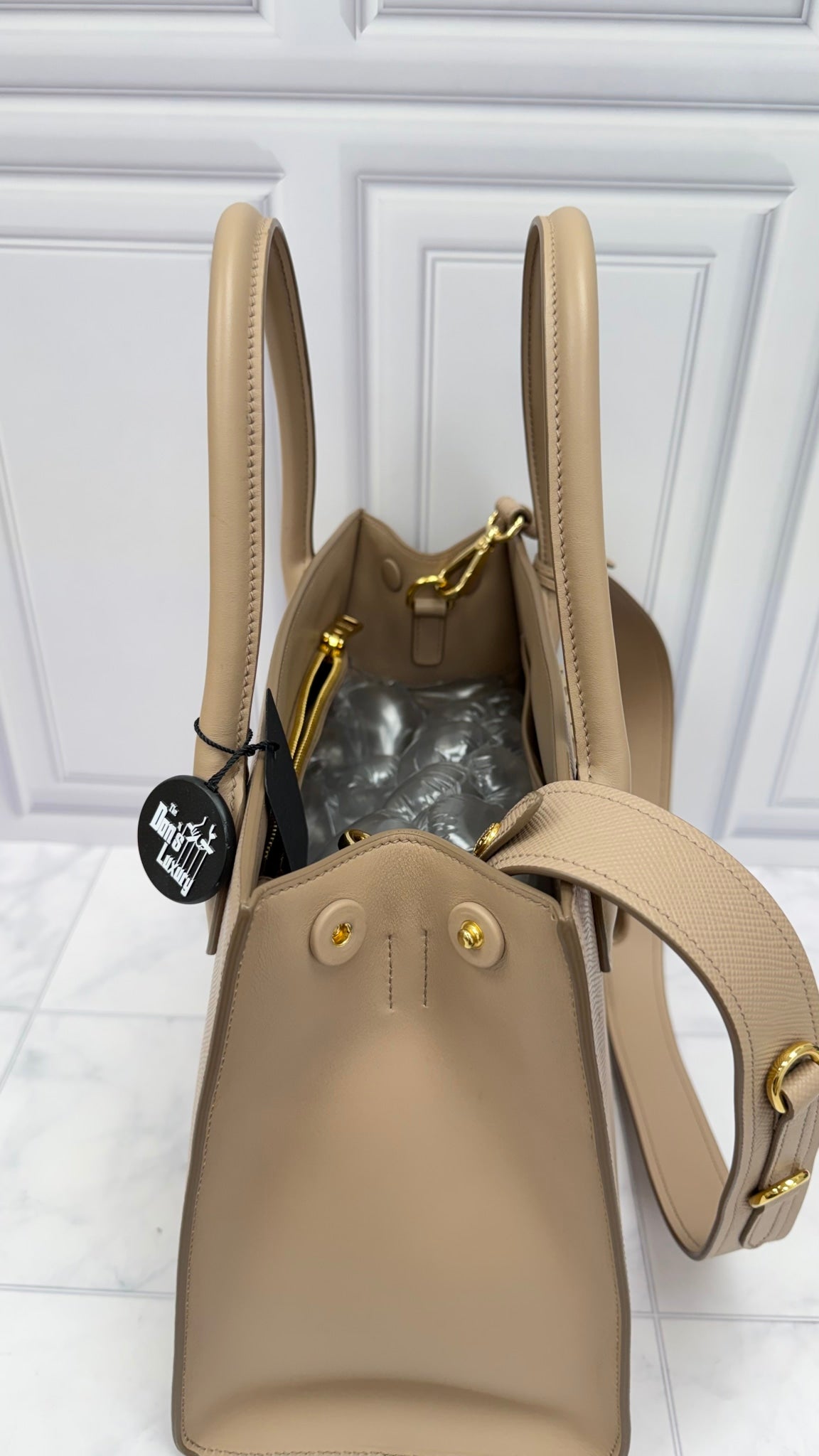 Prada Dust Rose Saffiano Monochrome Medium 2Way Tote Bag