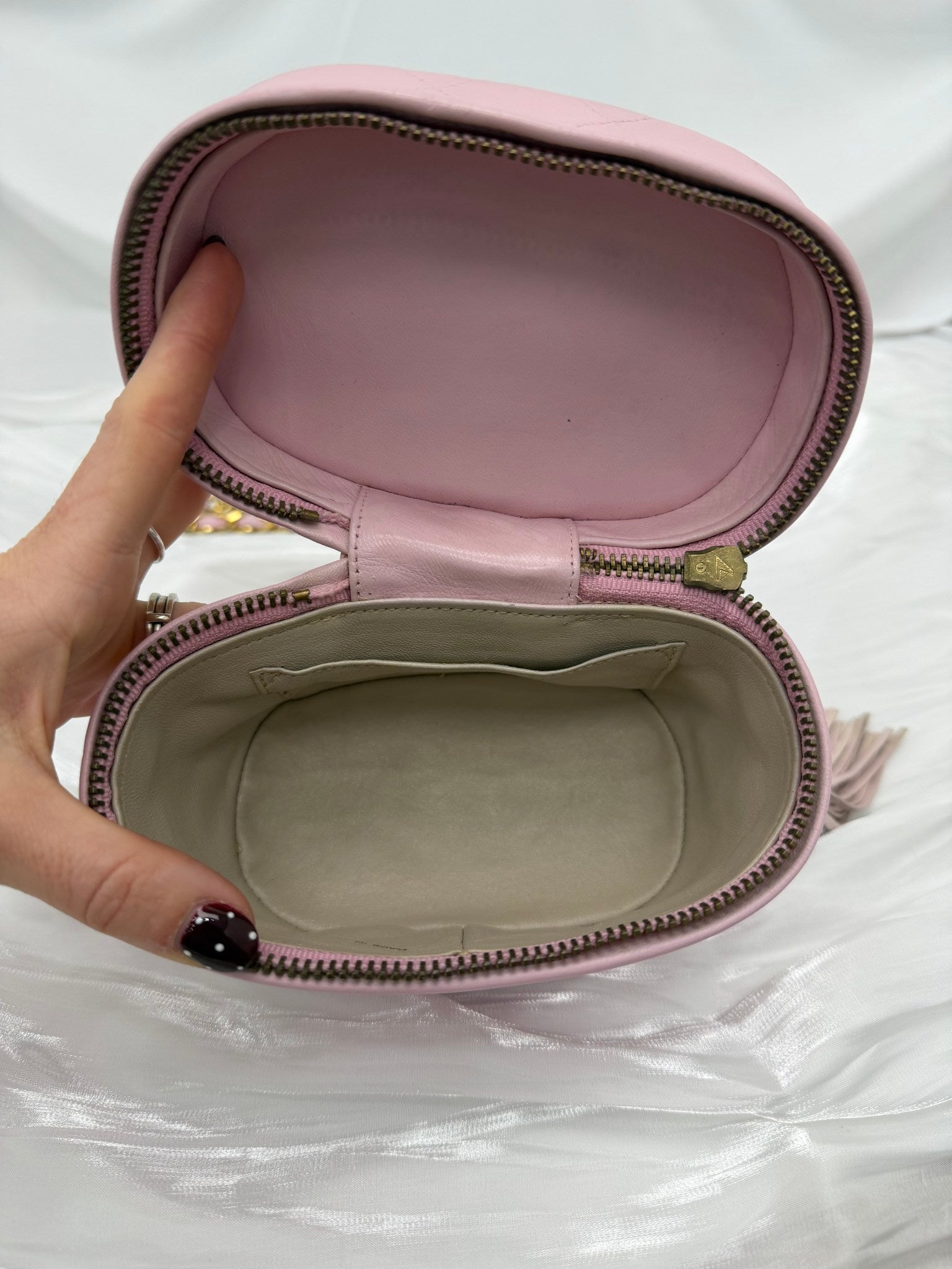 Chanel Pink Quilted Lambskin Round Vanity Bag