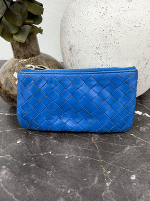 Bottega Veneta Blue Intrecciato Leather Coin Purse