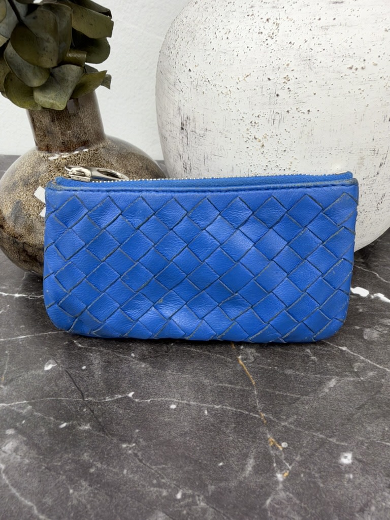 Bottega Veneta Blue Intrecciato Leather Coin Purse