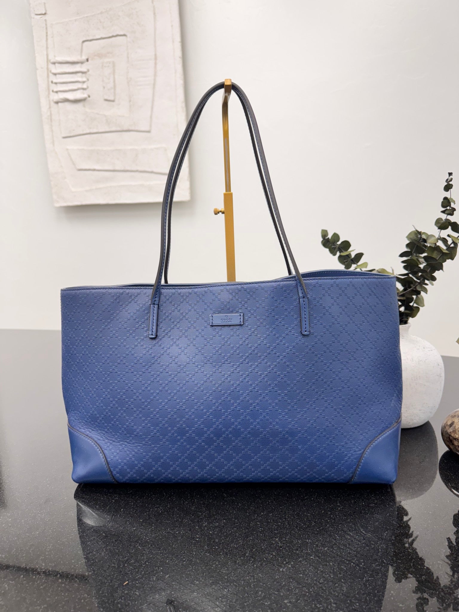 Gucci Blue Diamante Leather Tote Bag
