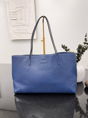 Gucci Blue Diamante Leather Tote Bag