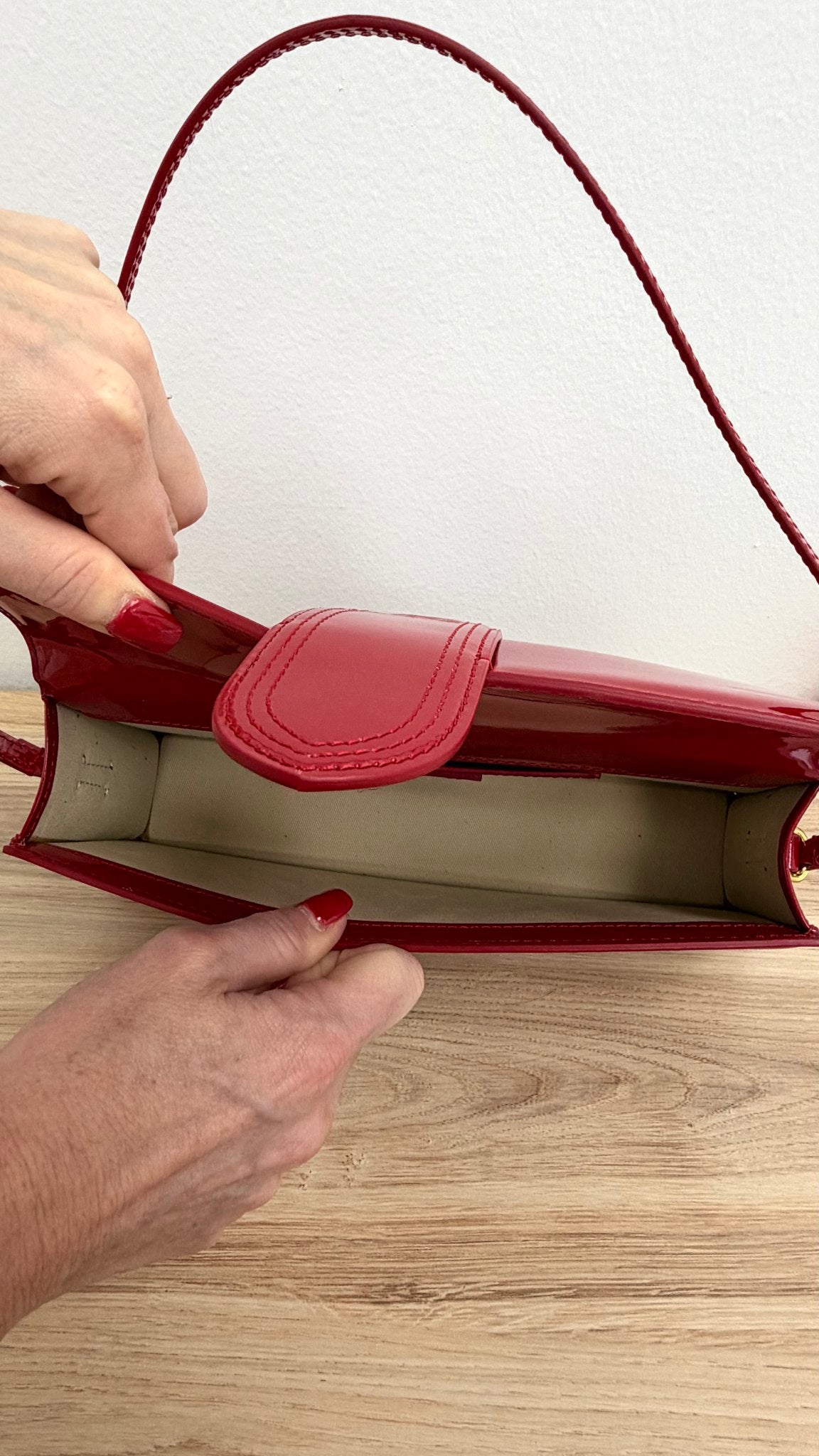 BRAND NEW - Jacquemus Cherry Red Patent Leather Long Bambino