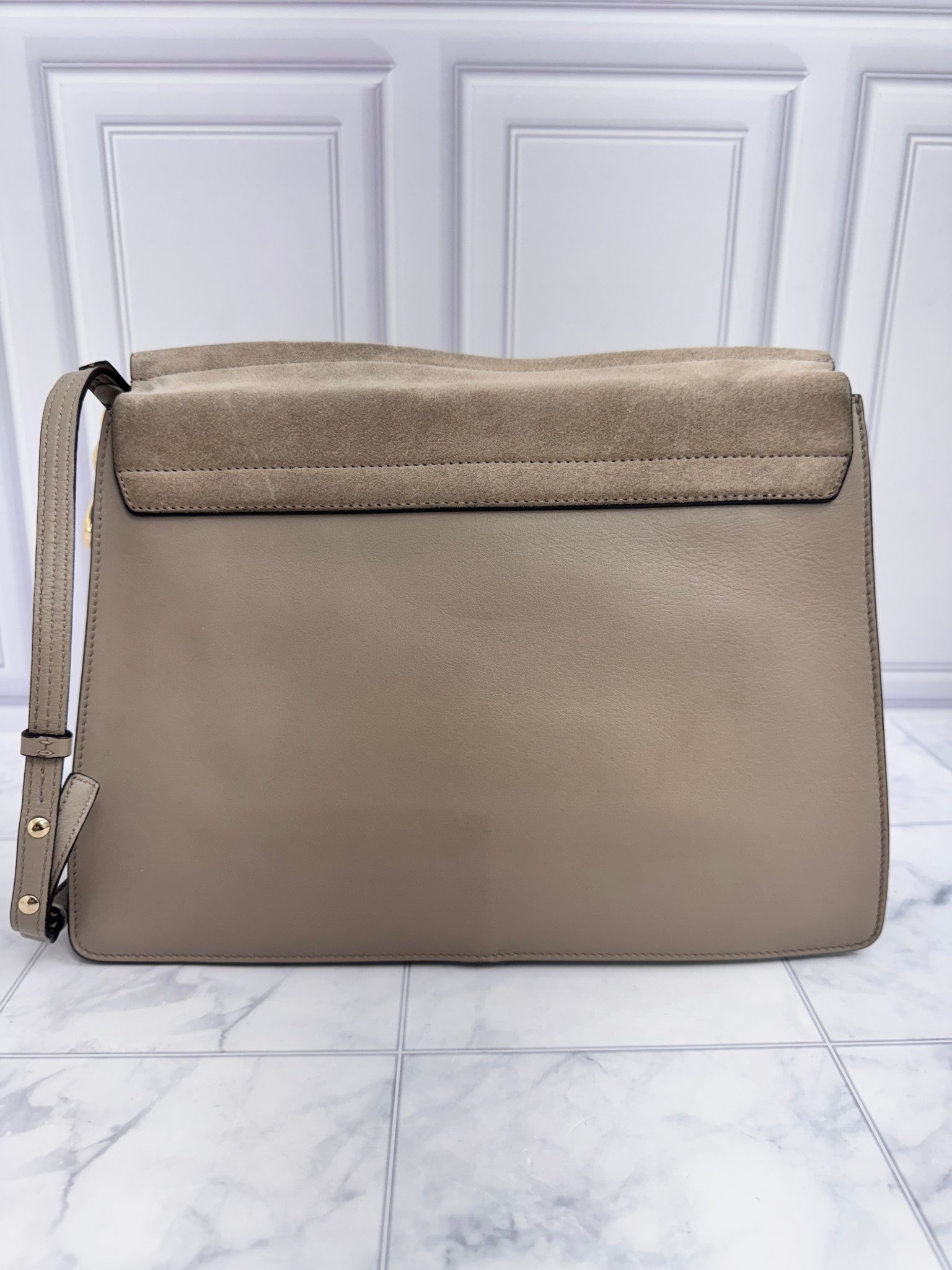Chloe Taupe Leather Faye Medium Crossbody Bag