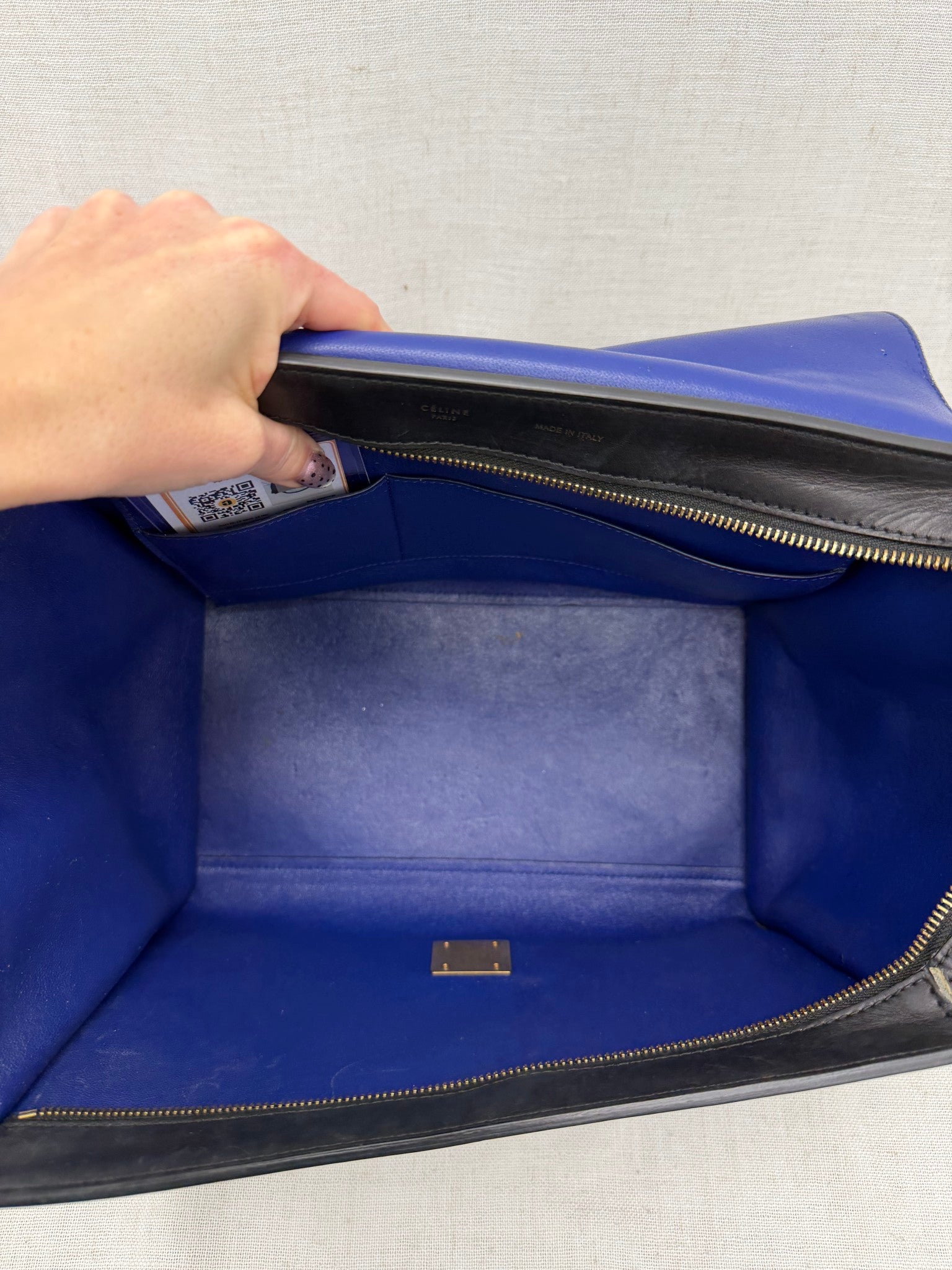 Celine Tri Colore Suede & Leather Medium Trapeze Handbag