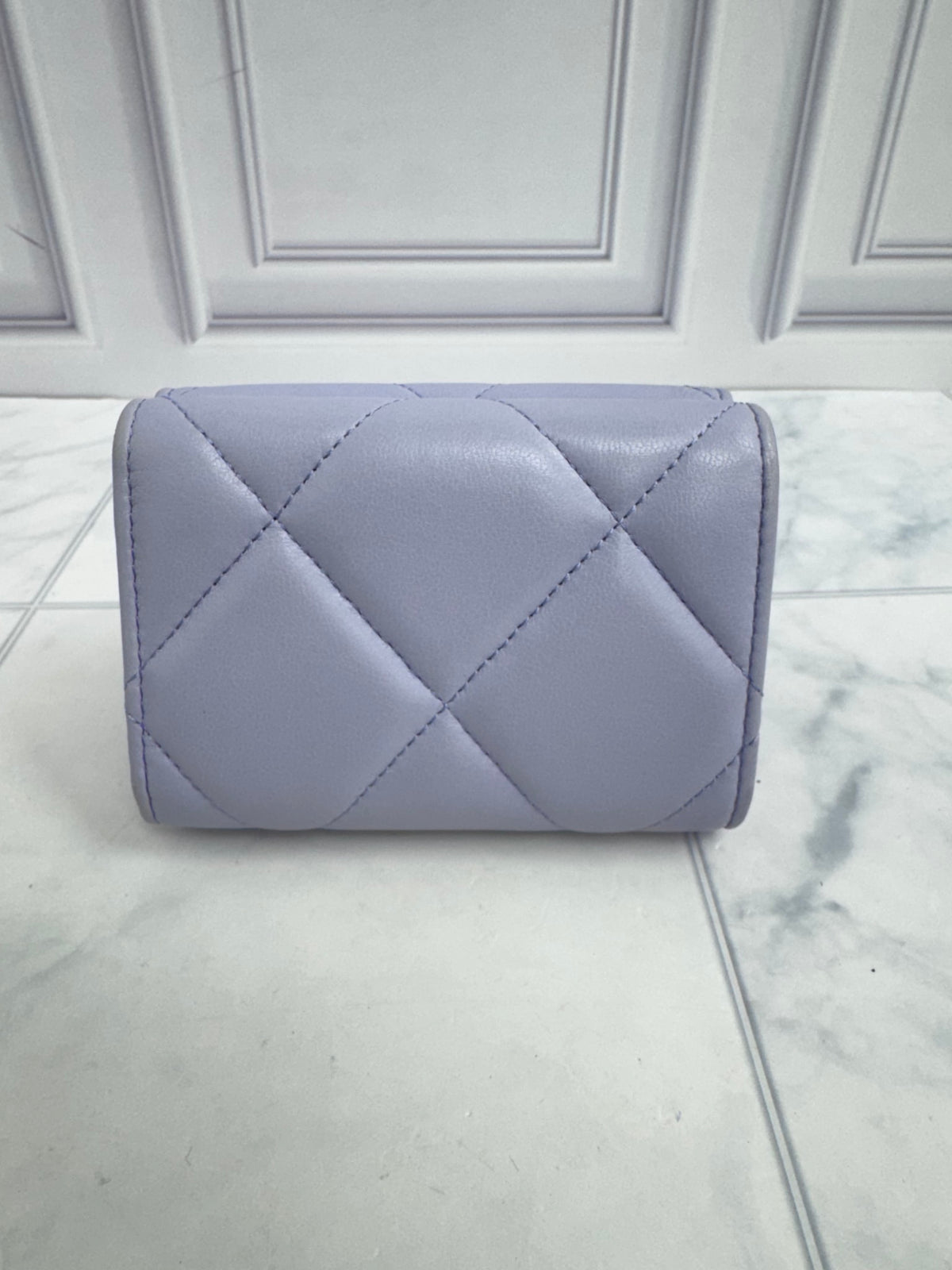 Chanel Purple Quilted Lambskin Small Chanel 19 Flap Wallet