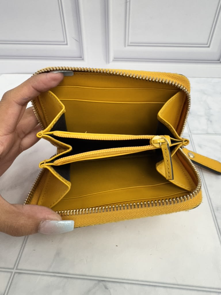Gucci Yellow Diamante Leather Compact Zippy Wallet