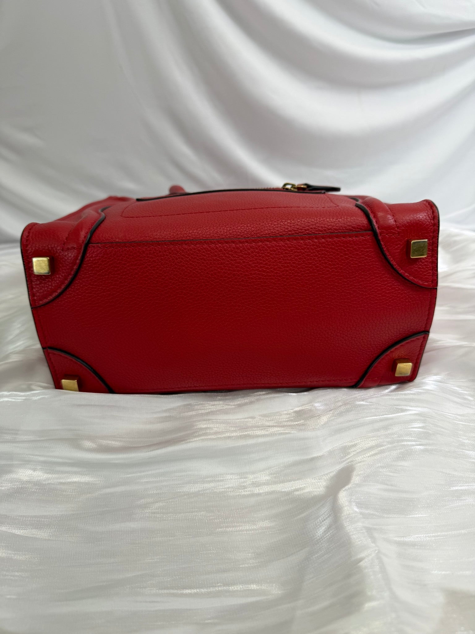 Celine Red Leather Micro Luggage Tote