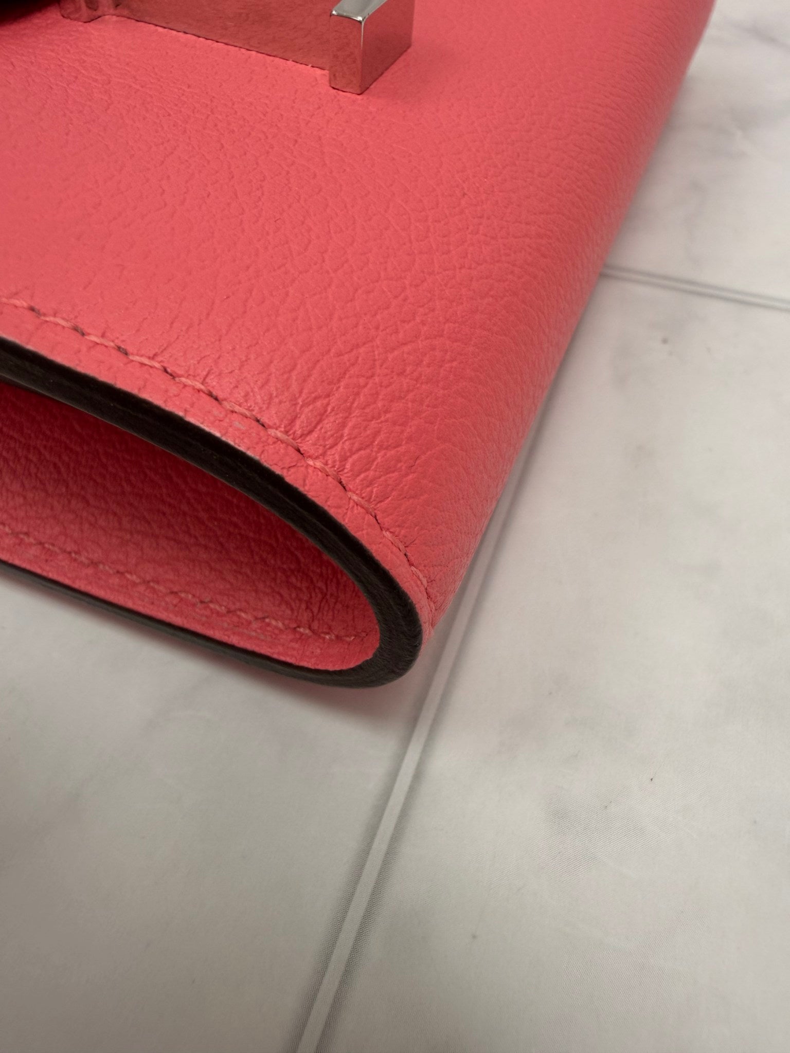 Hermes Pink Constance Leather Compact Wallet 