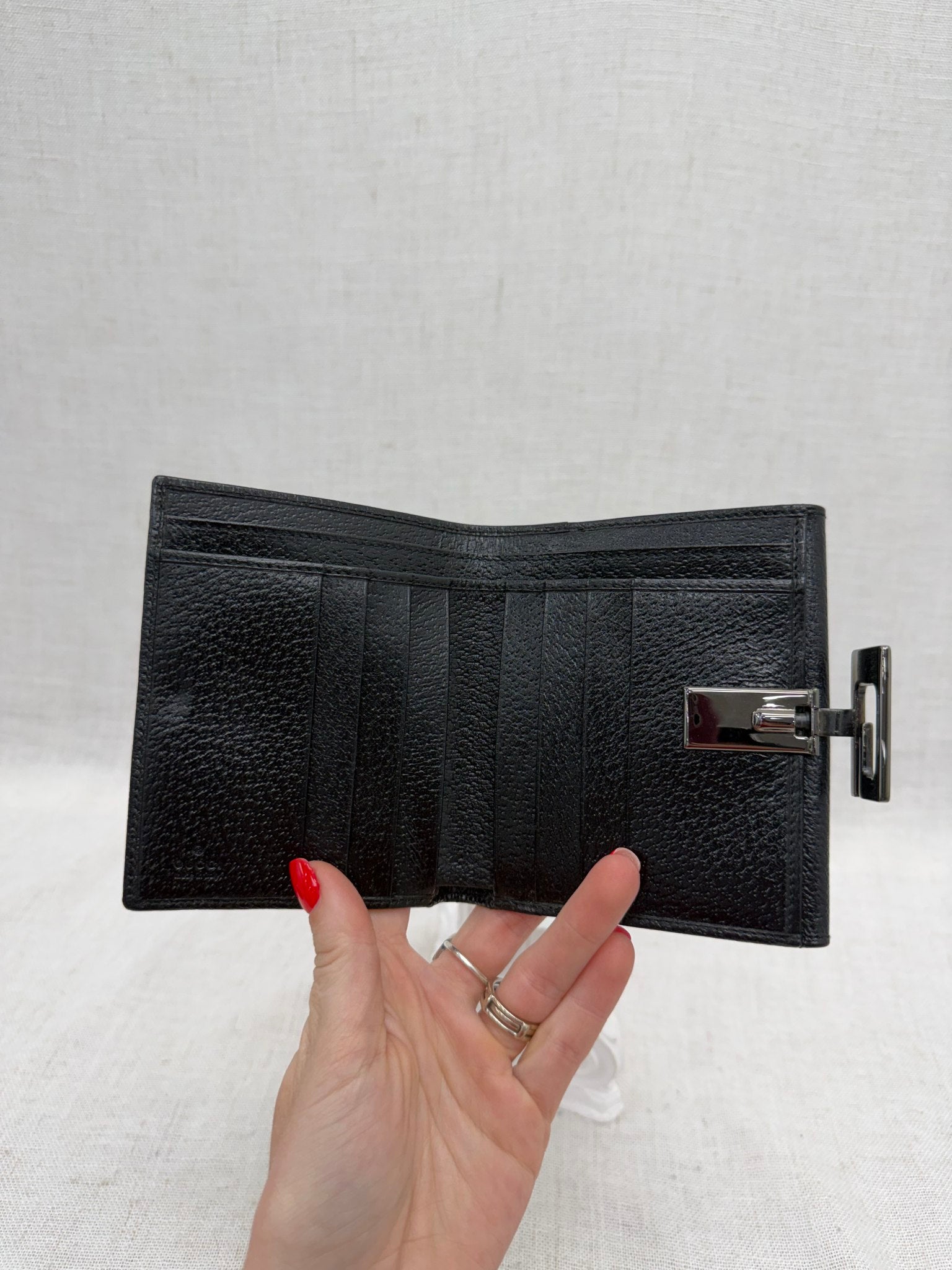 Gucci Black Leather Compact Wallet